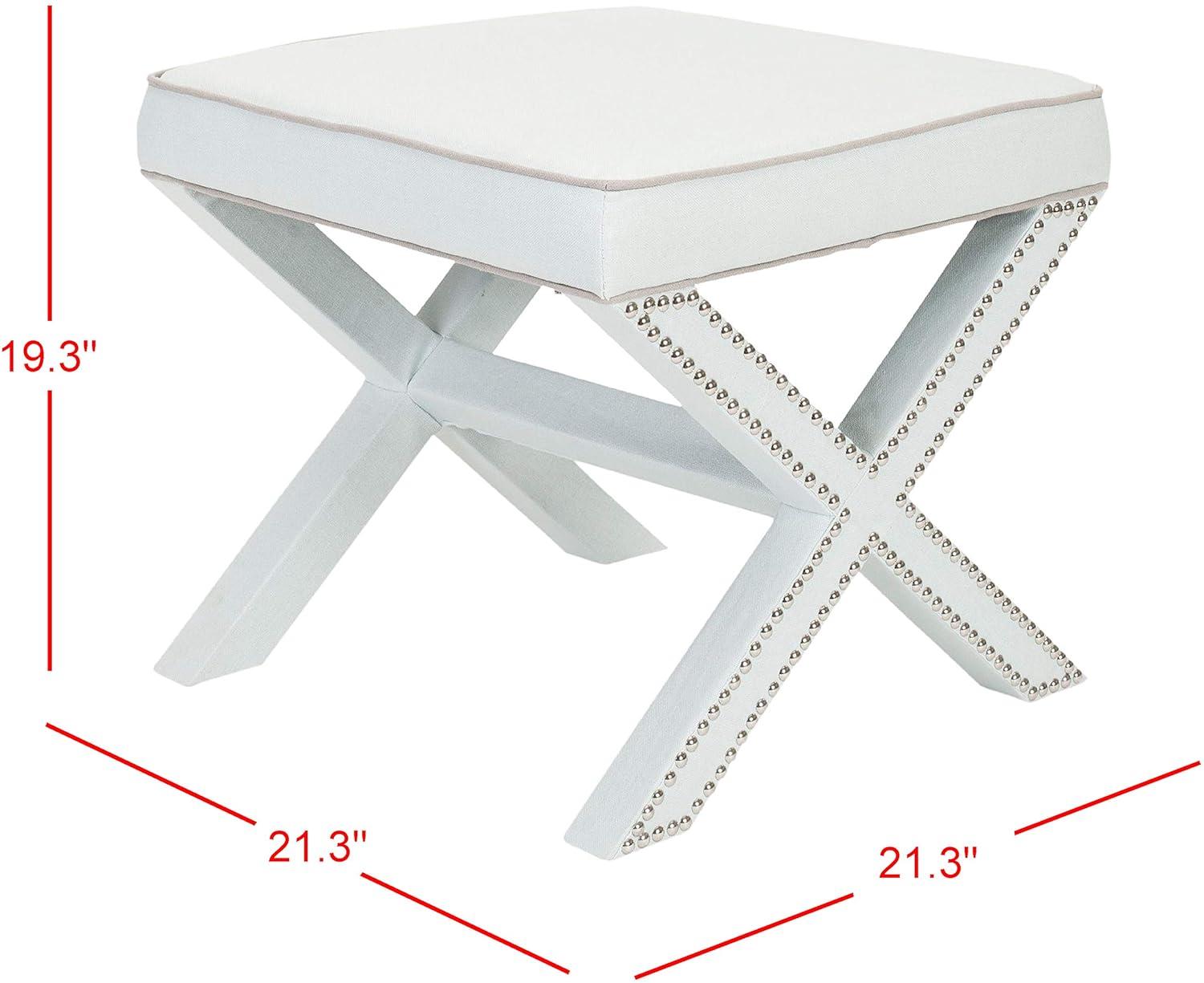 Palmer Ottoman With Silver Nailhead - MCR4589 - Robins Egg Blue - Safavieh