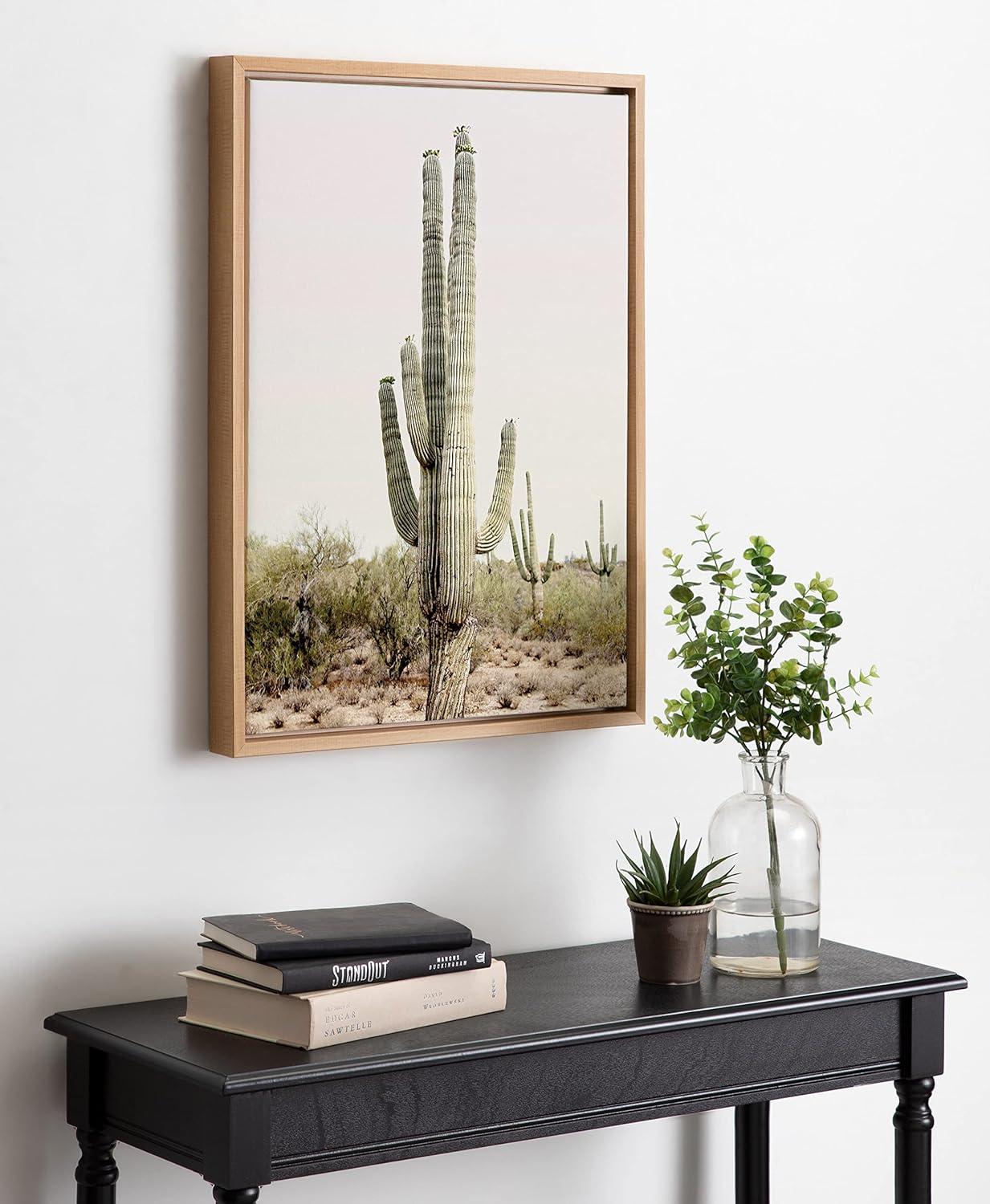 Sunrise Cactus Natural Framed Canvas Wall Art, 18x24