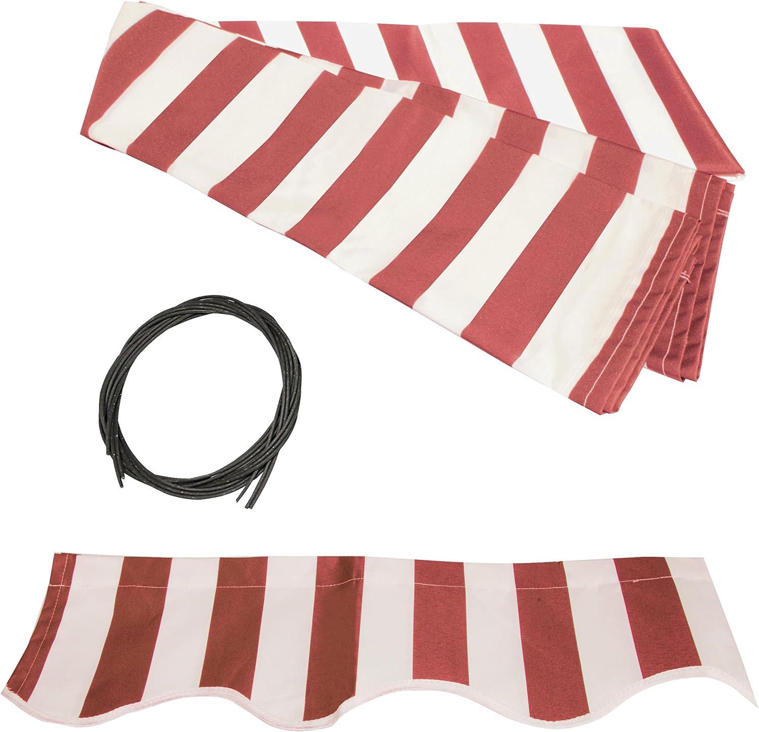 ALEKO 6.5'x5' Retractable Awning Fabric Replacement, Red and White Striped Color