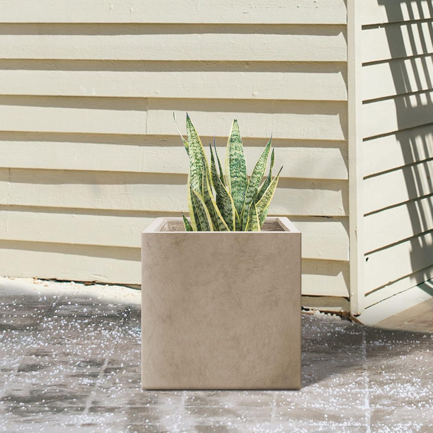 Rosemead Home & Garden, Inc. Kante Lightweight Modern Outdoor Concrete Square Planter