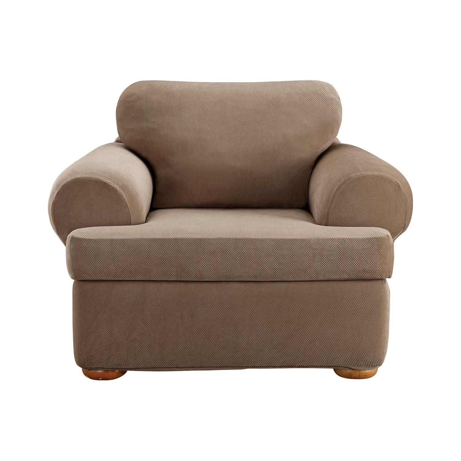 Sure Fit Stretch Pique Box Cushion Ottoman Slipcover