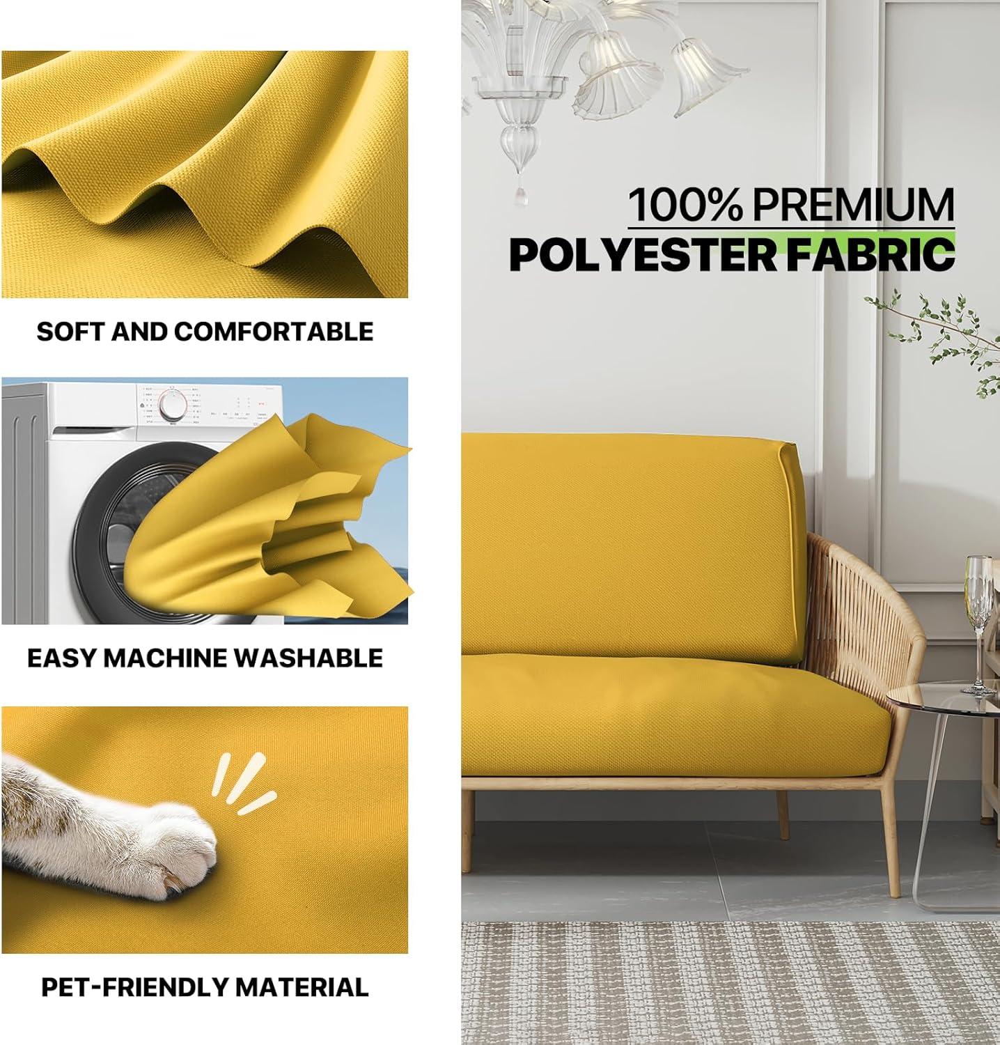 Solid Futon Cover Slipcover Fit 6"- 8" Futon Mattresses Yellow, Full Size 54x75 Inch