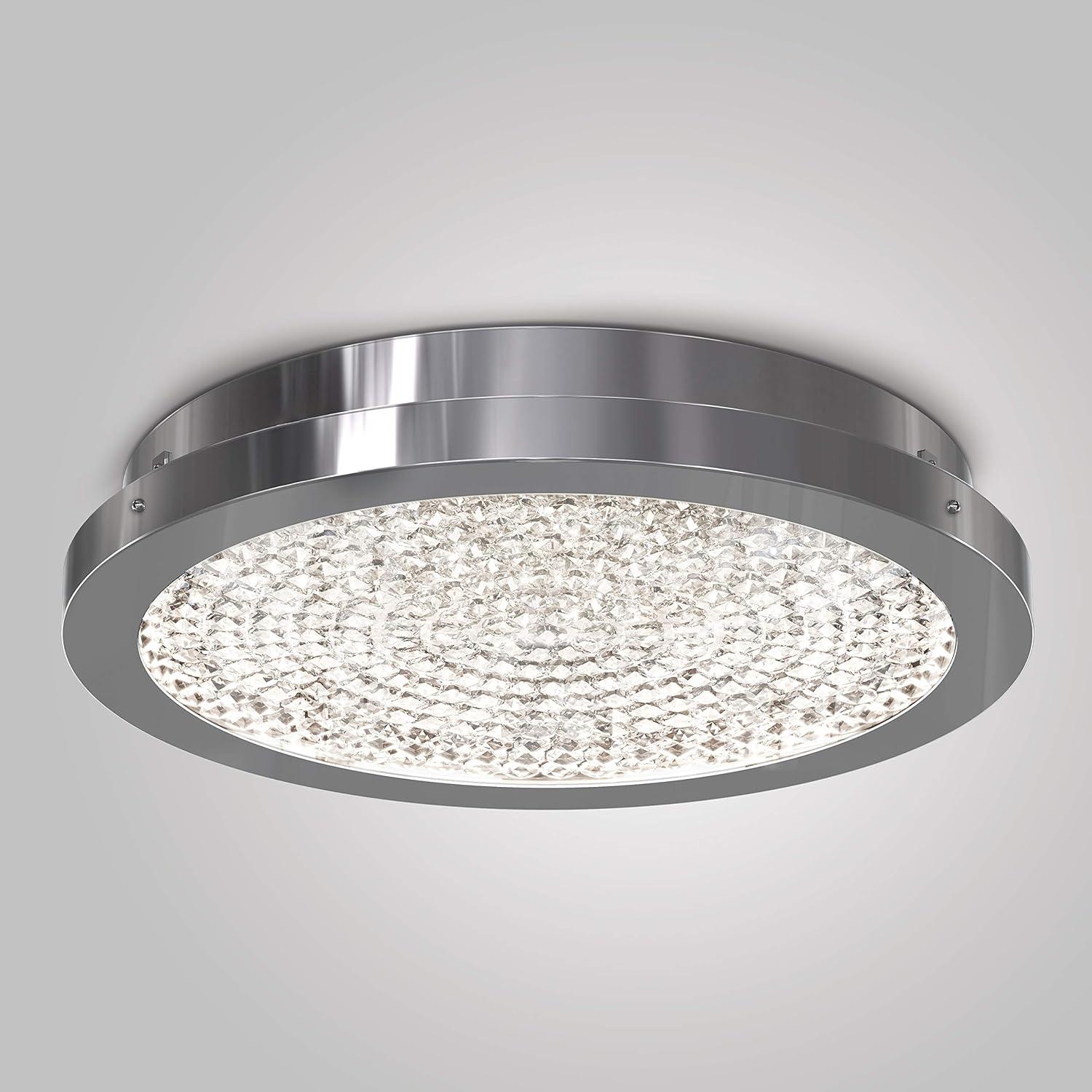 Chrome and Glass LED Flush Mount Ceiling Light