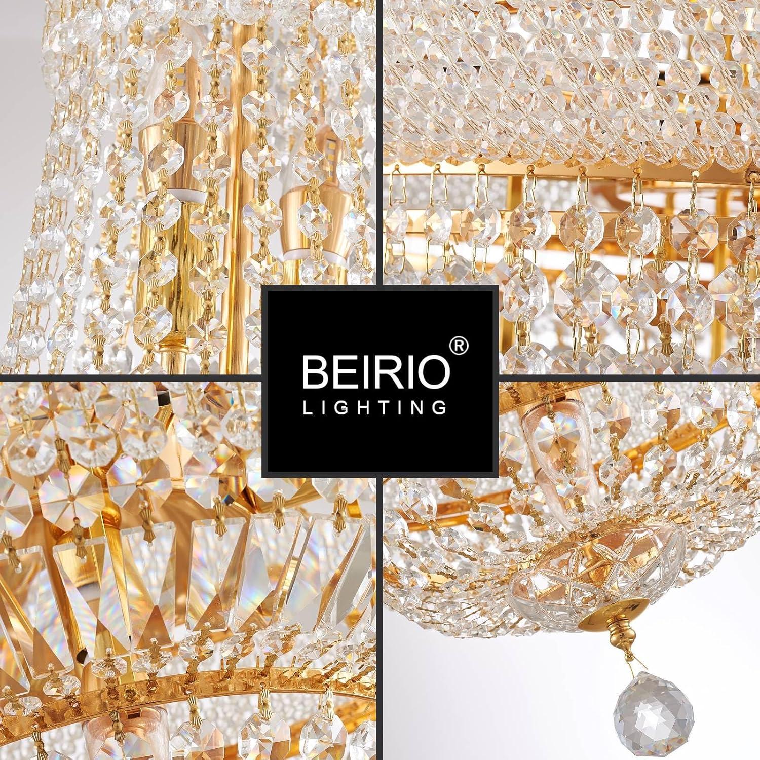 12 Lights Gold Finish Empire Crystal Chandelier Lighting for Dining Room Living Room Foyer Hallway Bedroom Entryway (Dia 22'')