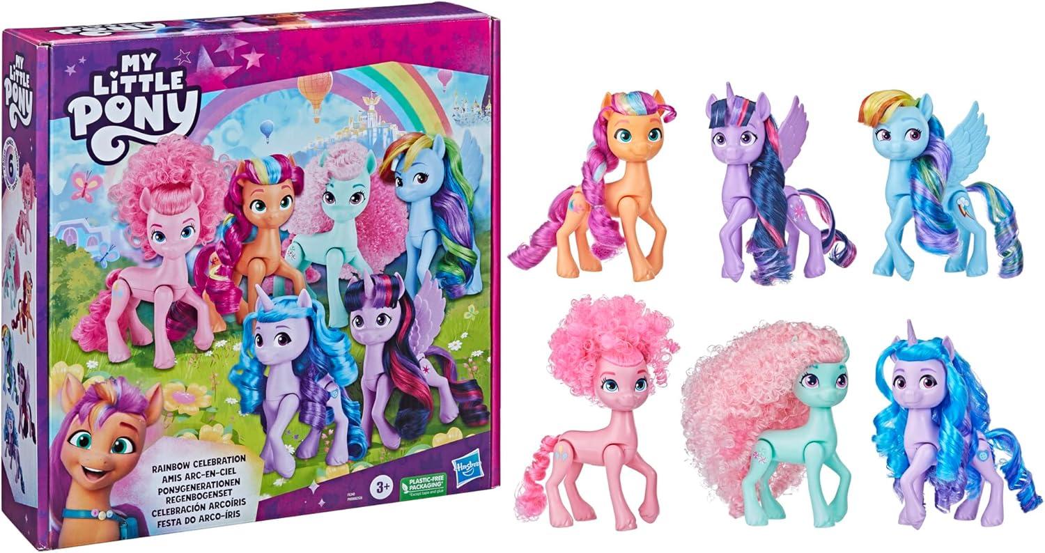 Hasbro My Little Pony Pinkie Pie and Izzy Moonbow Doll, 6 Pack