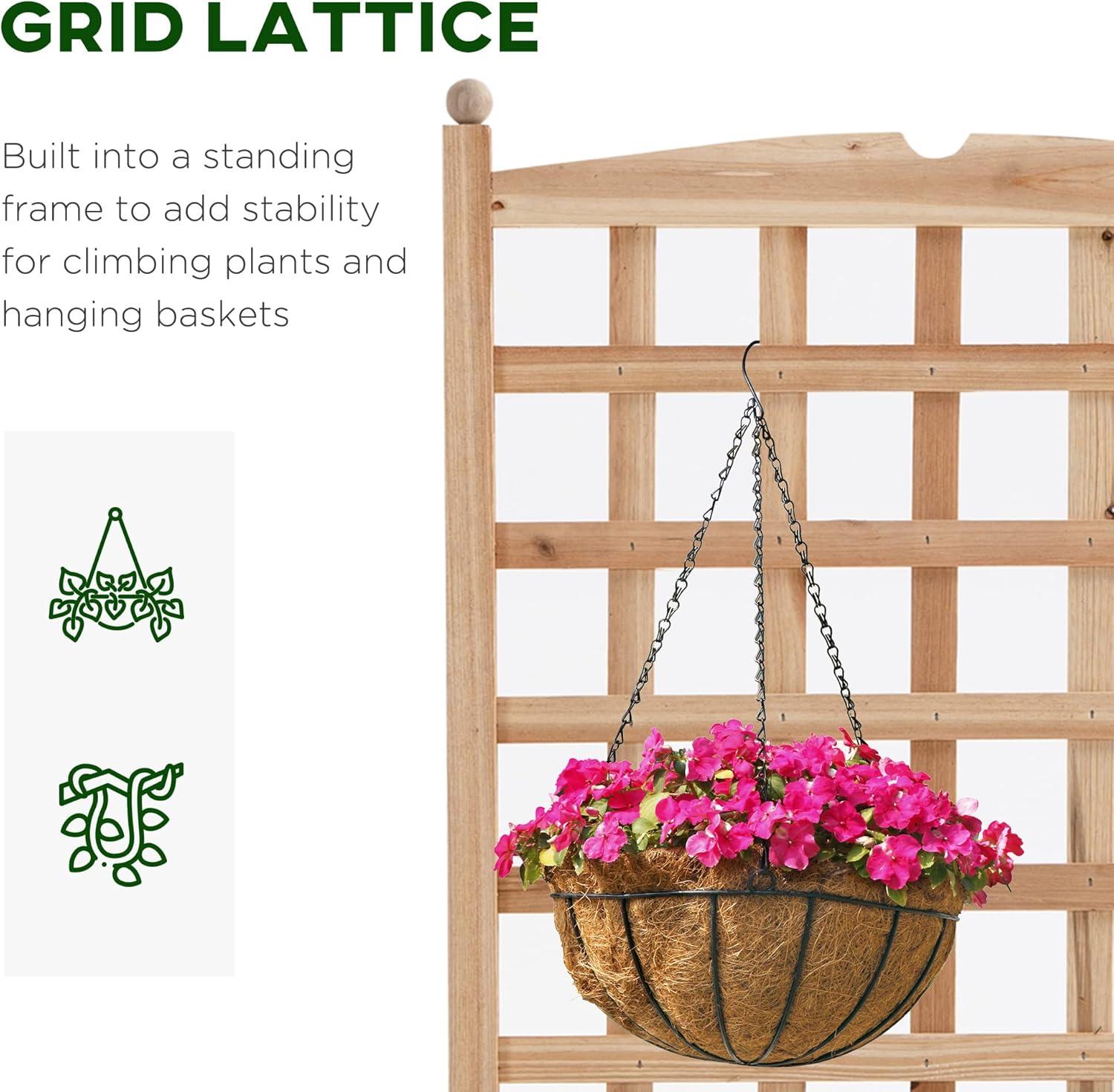 Outsunny 24" x 12" x 49" Raised Garden Bed, Planter with Trellis Board Back & Strong Wooden Design