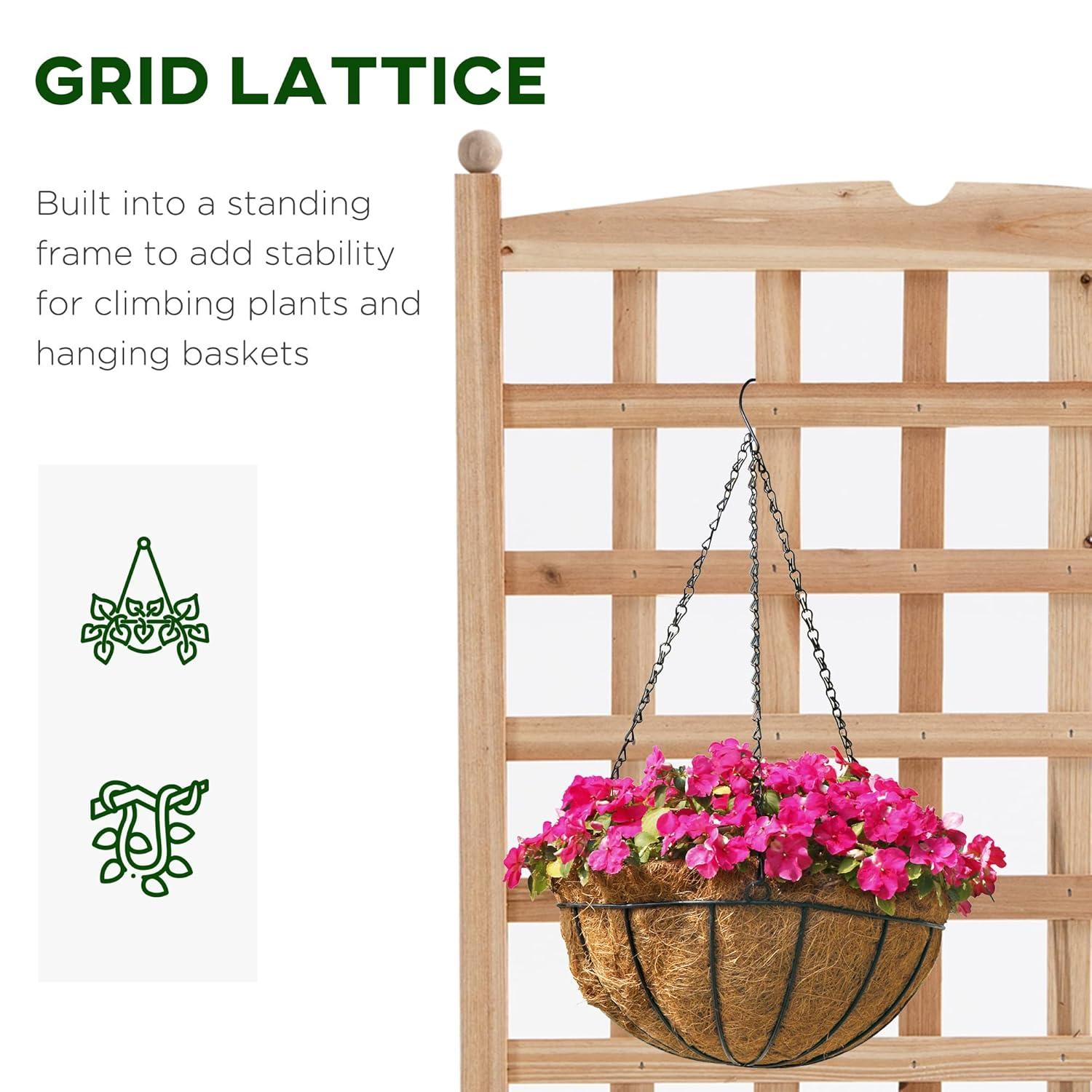 Outsunny 24" x 12" x 49" Raised Garden Bed, Planter with Trellis Board Back & Strong Wooden Design