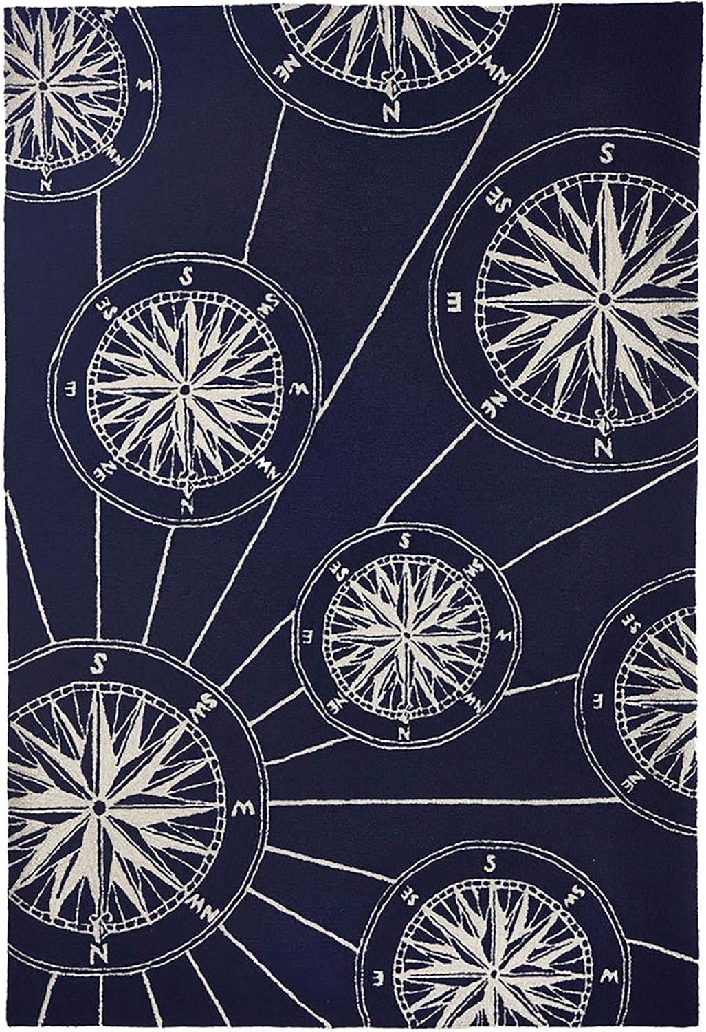 Navy Hand-Tufted Synthetic Rectangular 5' x 7' Outdoor Rug