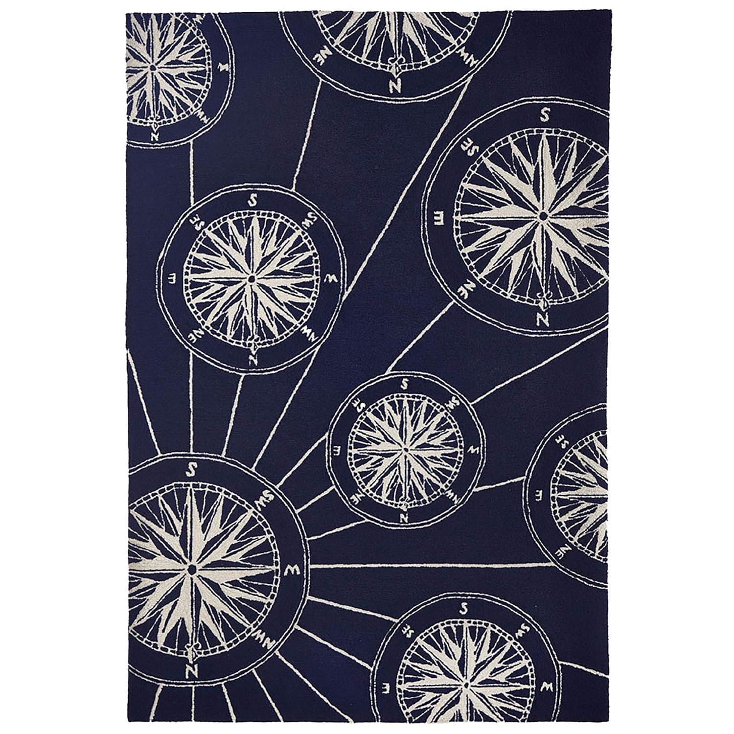 Navy Hand-Tufted Synthetic Rectangular 5' x 7' Outdoor Rug