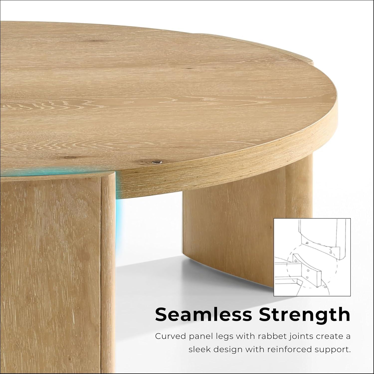 Furniture of America Honora Modern Wood 42-inch Oval Coffee Table with Plinth Base, Oak