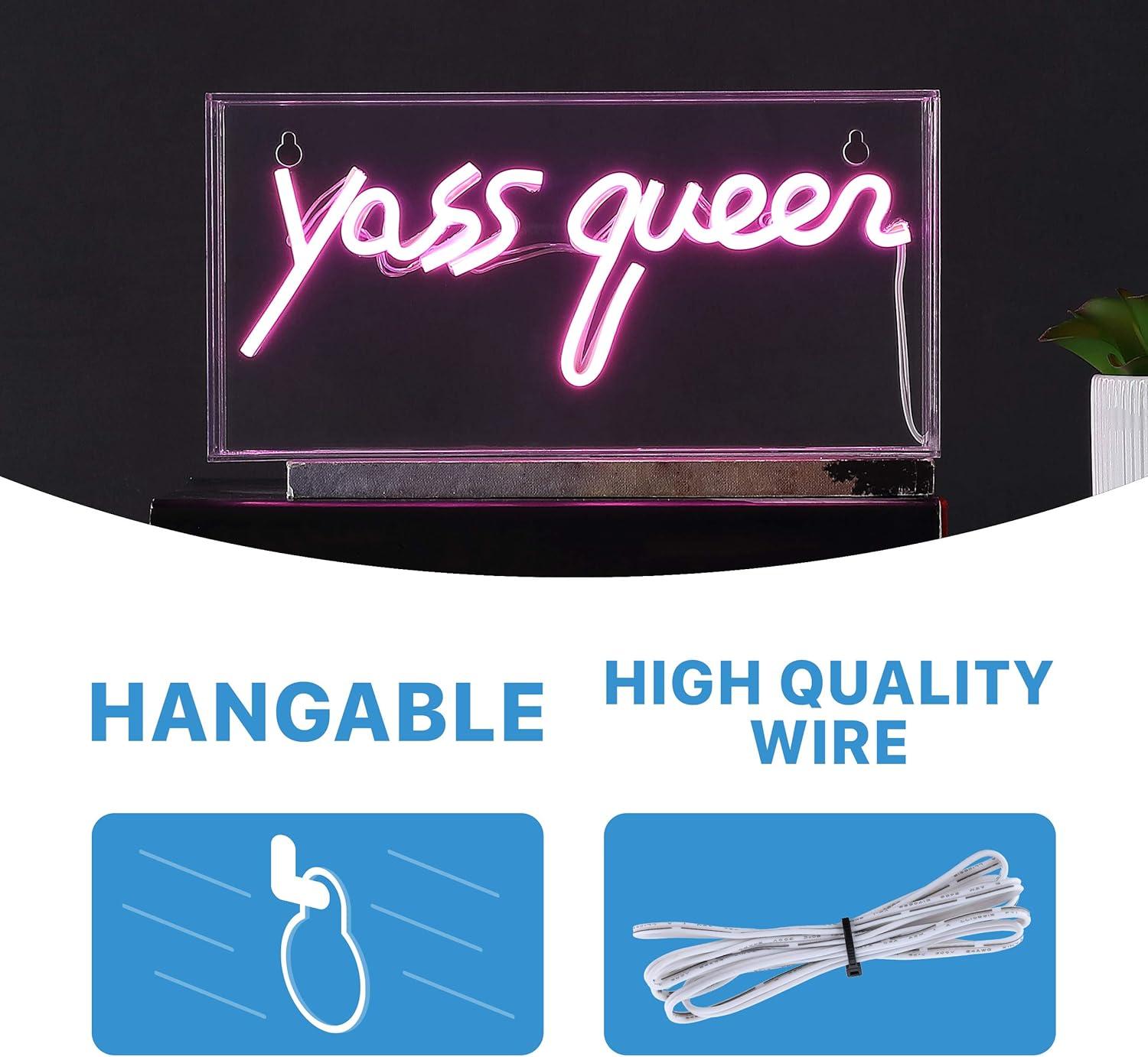 Pink Acrylic USB LED Neon Light Box for Bedroom Decor