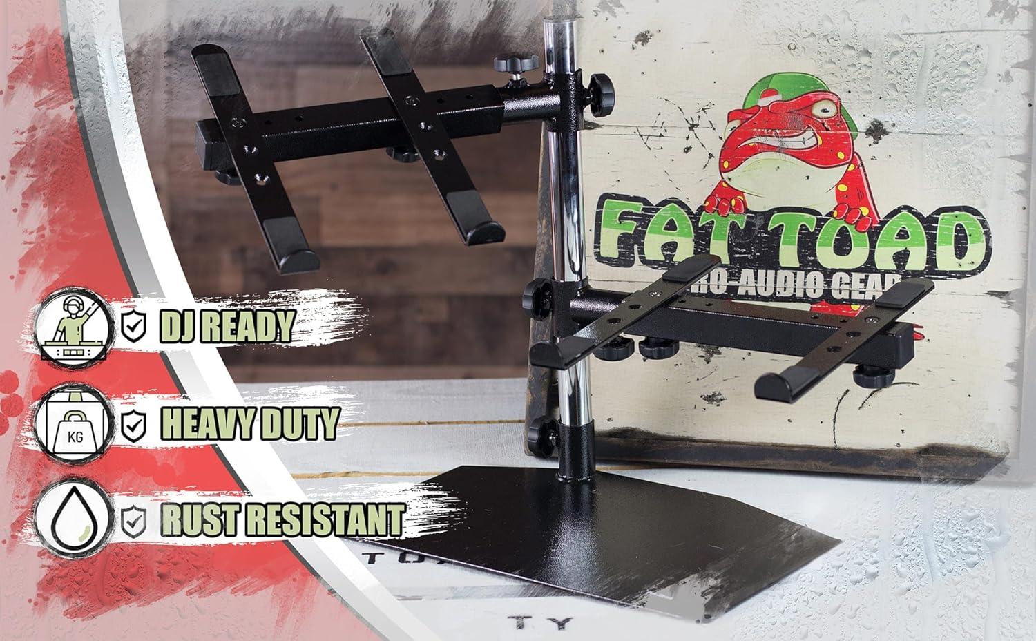 Fat Toad Adjustable Height Dual Laptop Electronic Stand with Arm Mounts, Black