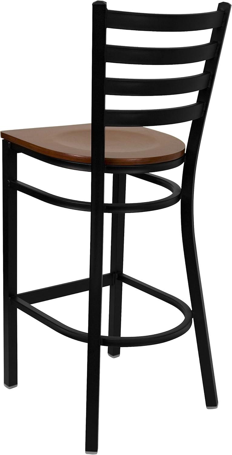 Flash Furniture Black Ladder Back Metal Restaurant Barstool