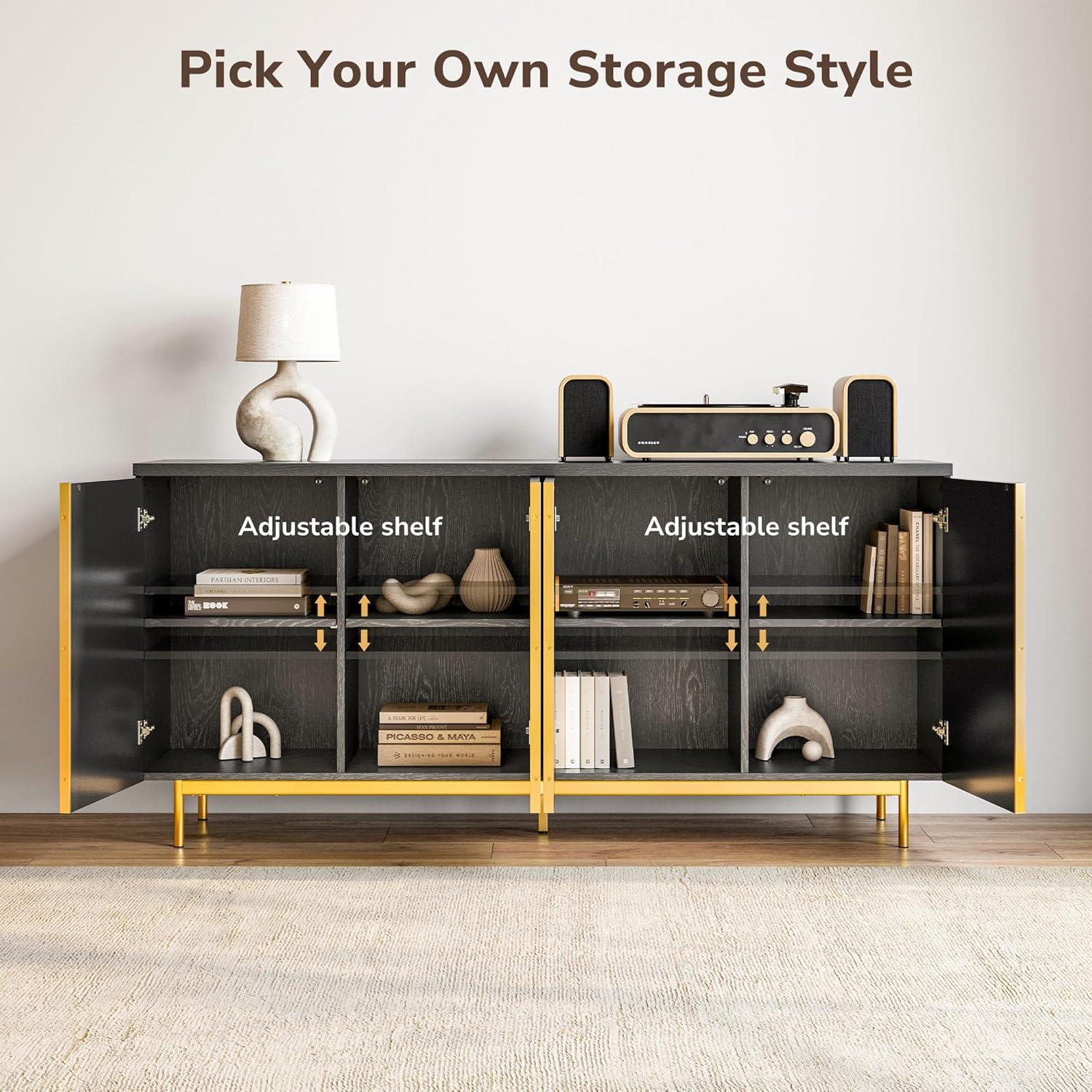 Willa Arlo™ Interiors Wilber 63.4" Sideboard Buffet Cabinet with Fluted Decorative Doors, Modern Console Table