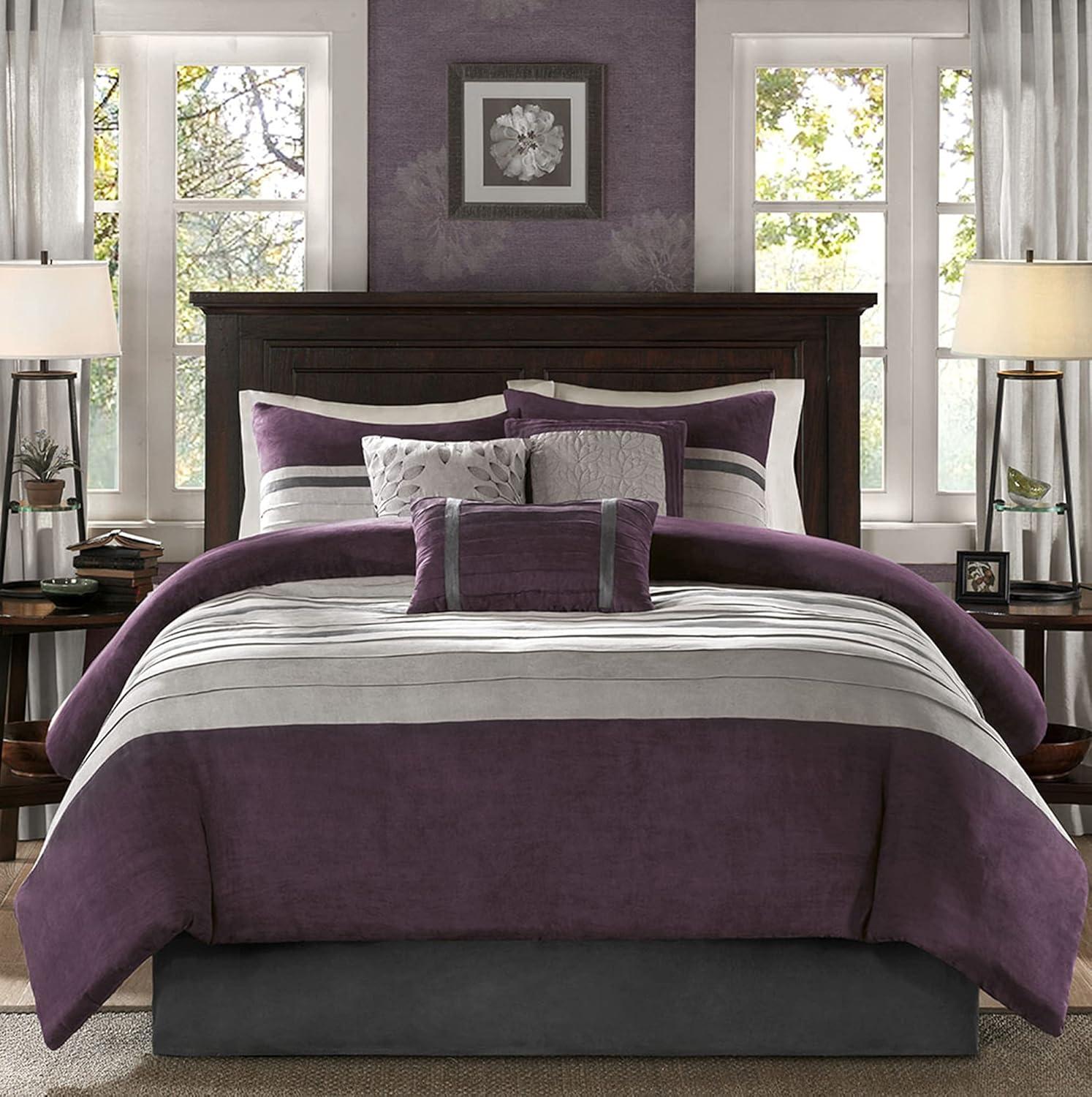 Palmer 7 PC Pieced Faux Suede Comforter Set