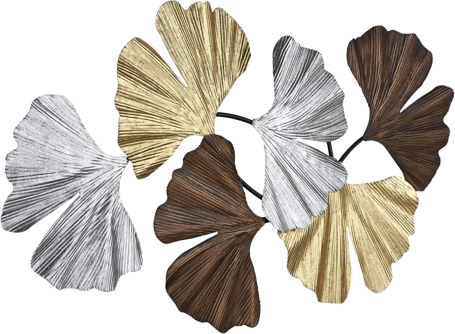 Dahlia Studios Metallic Leaves 41" Wide Metal Wall Art