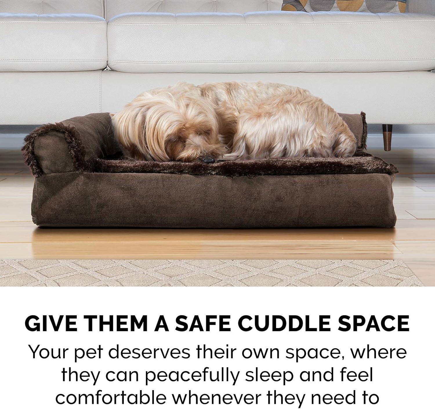 FurHaven Plush & Velvet Deluxe L-Chaise Orthopedic Pet Bed
