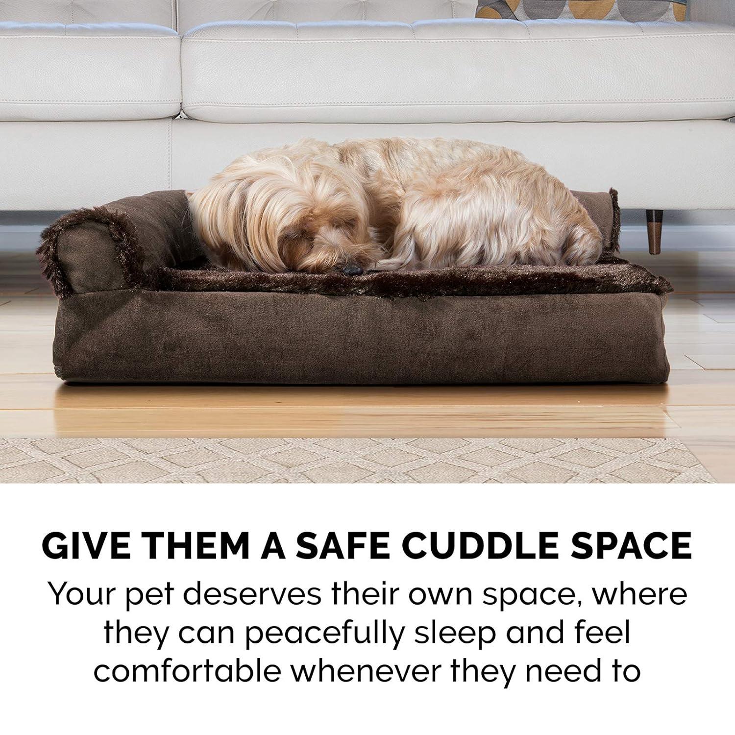 FurHaven Plush & Velvet Deluxe L-Chaise Orthopedic Pet Bed