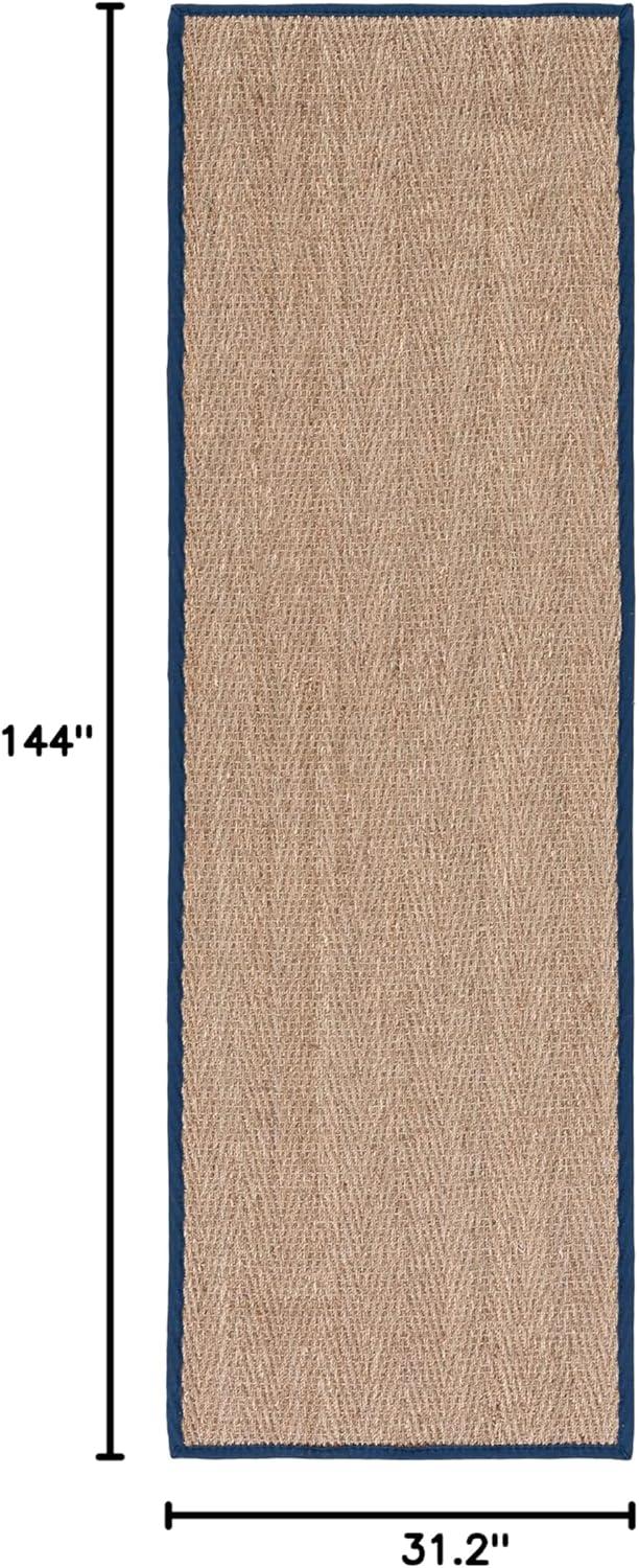 Natural Fiber NF115 Power Loomed Indoor Runner Rug - Natural/Blue - 2'6"x12' - Safavieh.