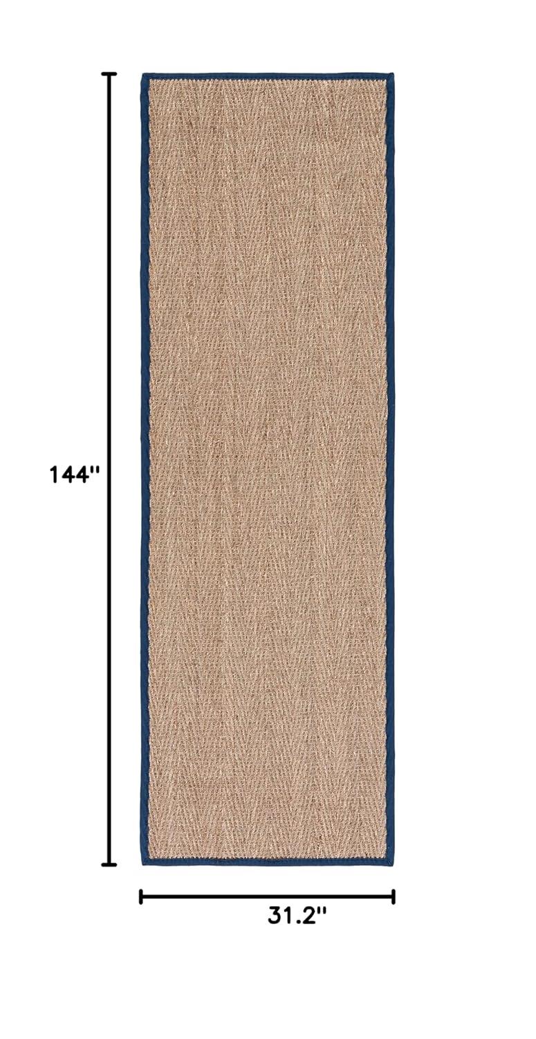 Natural Fiber NF115 Power Loomed Indoor Runner Rug - Natural/Blue - 2'6"x12' - Safavieh.