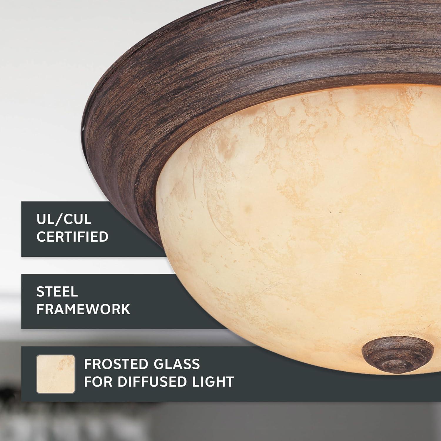 Designers Fountain 11 inch 2-Light Warm Mahogany Flush Mount Ceiling Light, 1257S-WM-AM