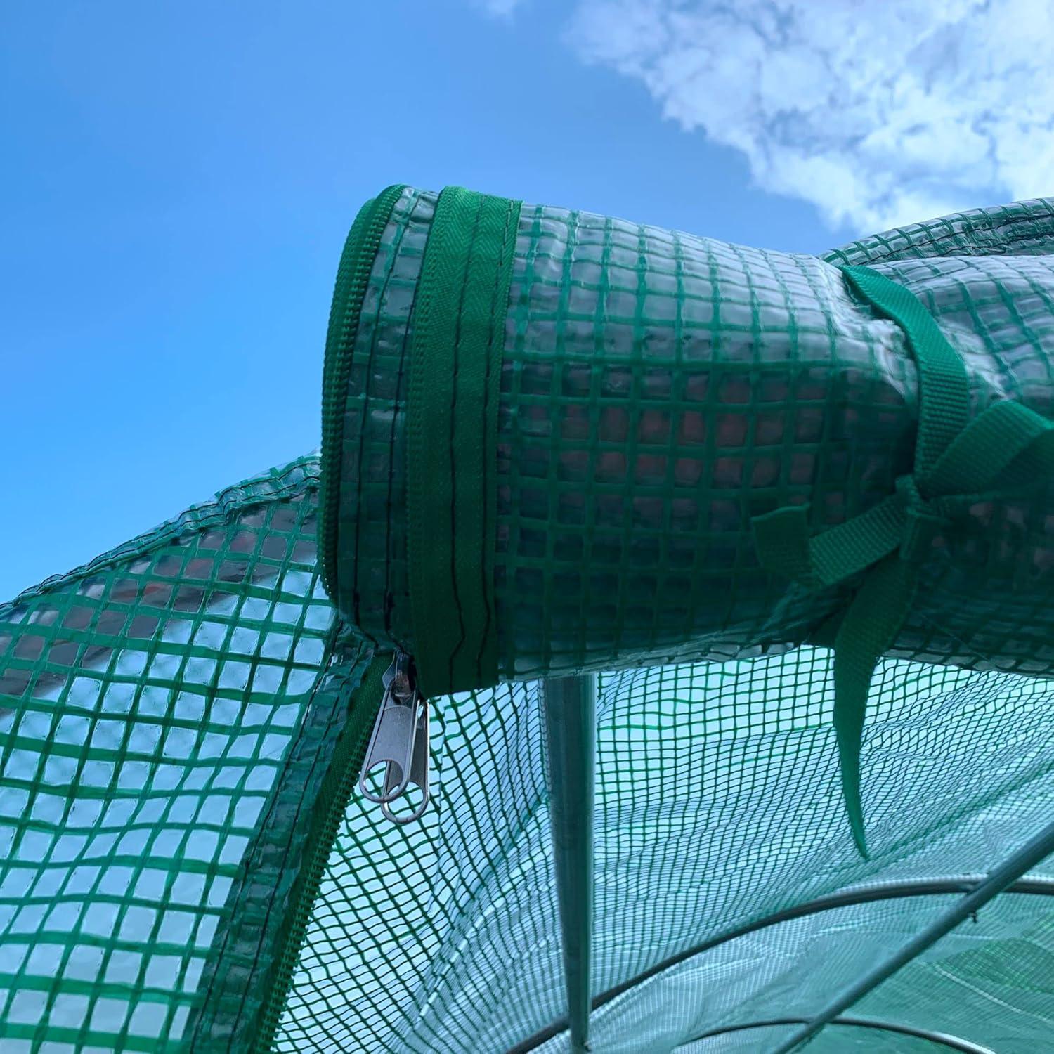 Outsunny 10' x 10' x 6.5' Walk-in Tunnel Hoop Greenhouse, Polyethylene PE Cover, Steel Frame, Roll-Up Zipper Door & Windows for Flowers, Vegetables