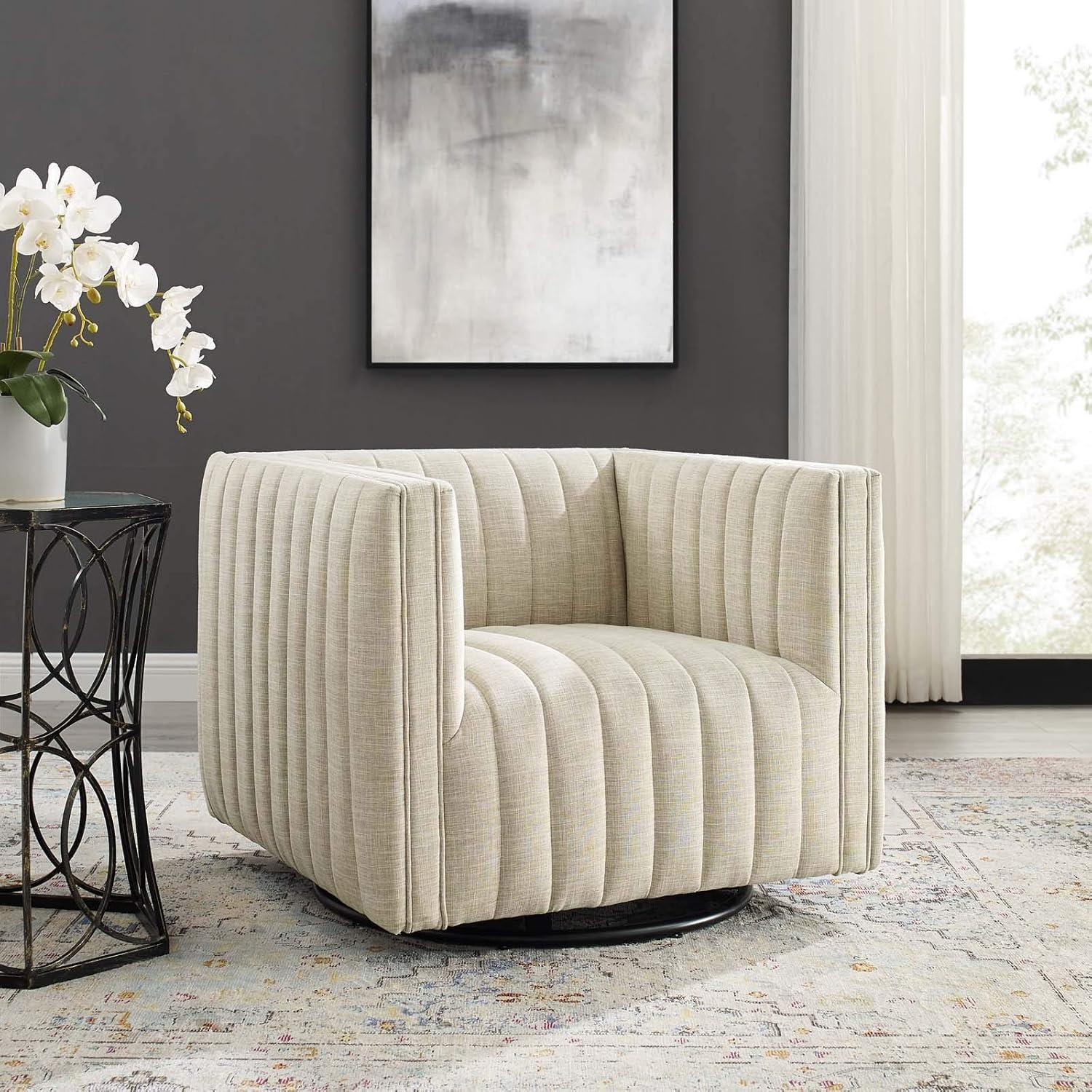 Modway Conjure Channel Tufted Performance Velvet Swivel Armchair