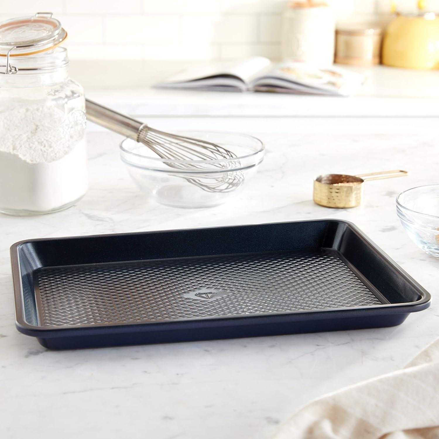 Blue Diamond Bakeware Diamond Infused Ceramic Nonstick, 13" x 9" Quarter Cookie Sheet Baking Pan, Dishwasher and Freezer Safe, PFAS-Free, Blue