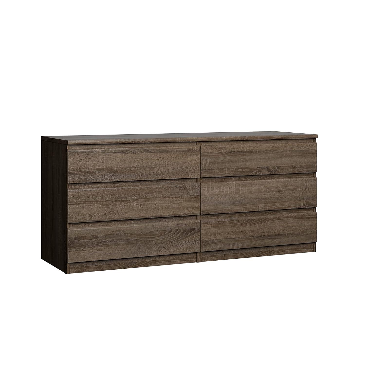 Wood Scottsdale 6 Drawer Double Dresser in Truffle Brown-Tvilum