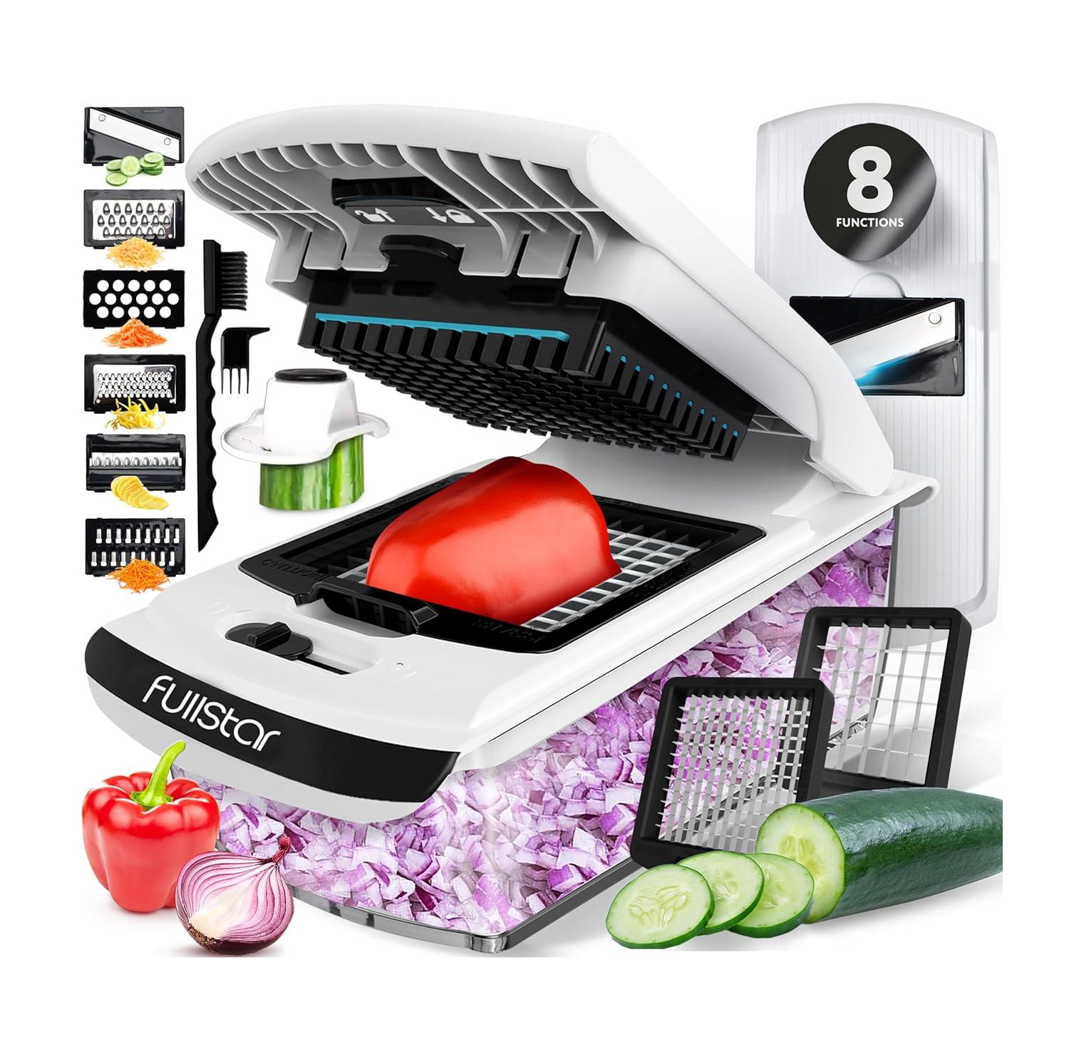 Fullstar Vegetable Chopper & Mandoline Slicer for Kitchen - Food Chopper with Container, Cheese Grater, Home Essentials & Kitchen Gadgets (All in 1, White)