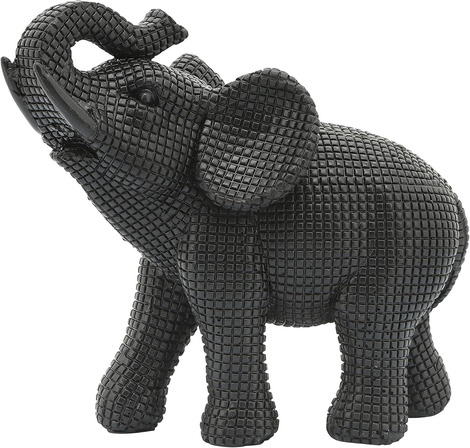 Sagebrook Home 7" Elephant Sculpture - Decorative Polyresin Elephant Statue For Home Decor - Table Accent, Desktop Figurine