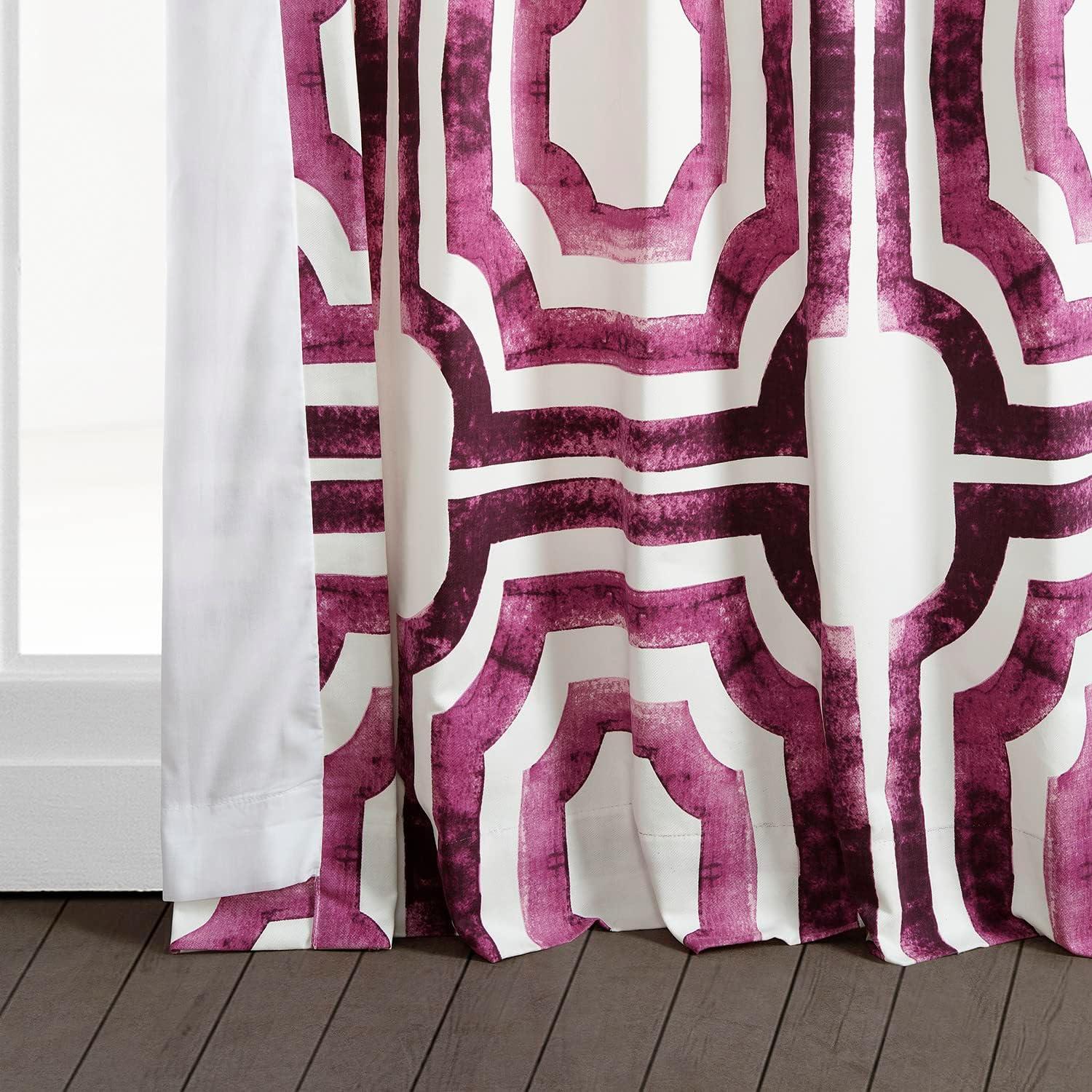 Mecca Pink Printed Cotton Curtain (1 Panel), Mecca Pink, 50W X 96L