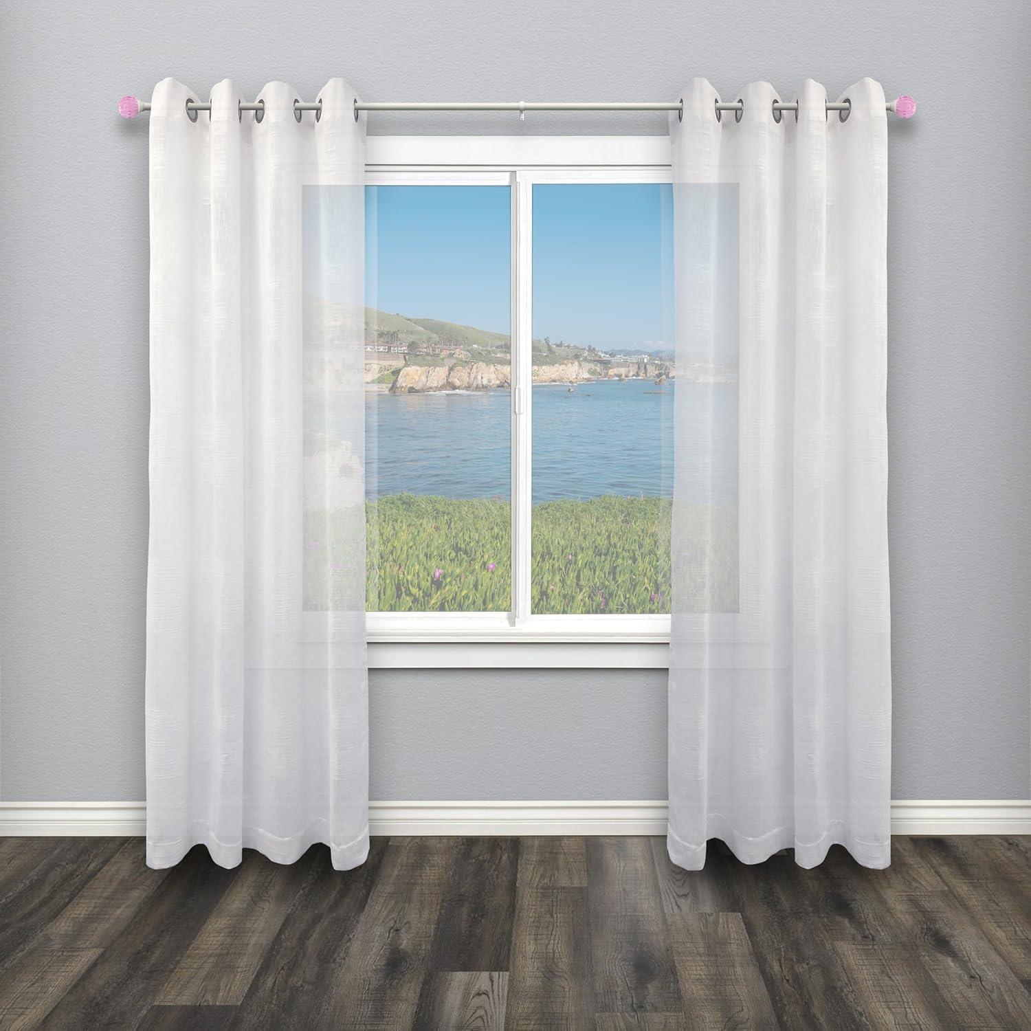 Decopolitan 48-in to 86-in Pink Steel Single curtain rod with Finials