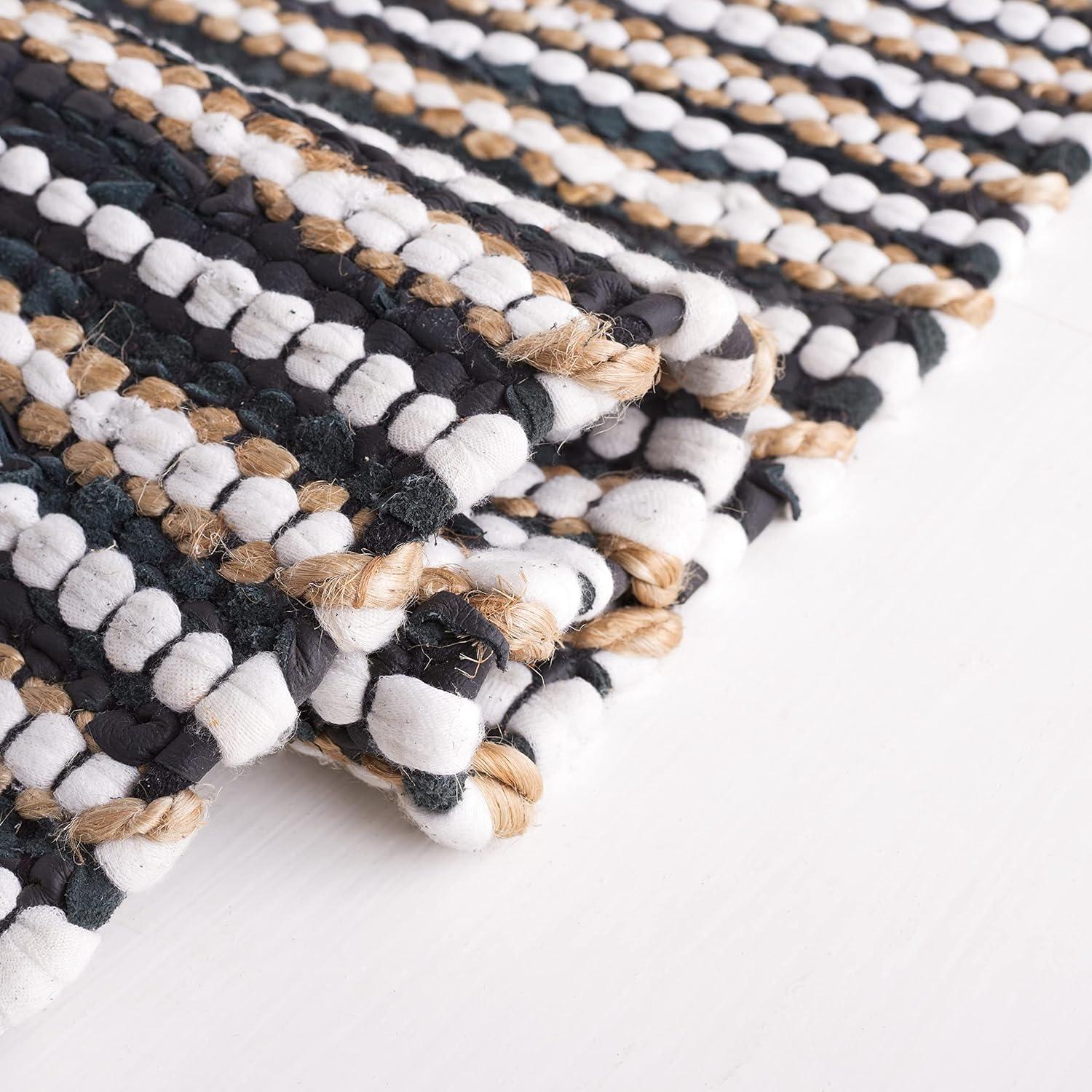 Vintage Leather VTL205 Hand Woven Area Rug - Black/Ivory - 6'x6' - Safavieh.