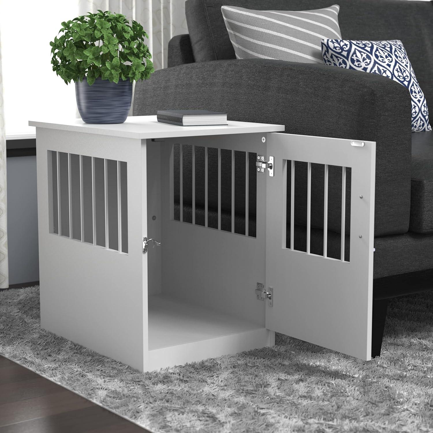 Poplar Crafted Extra Small White Pet Crate End Table