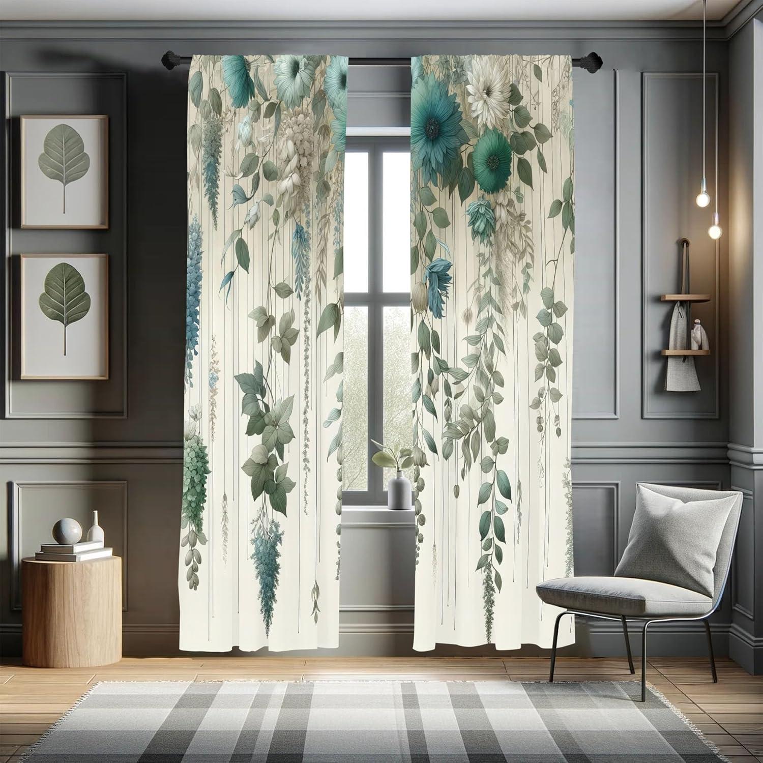 Microfiber Semi Sheer Curtain Pair