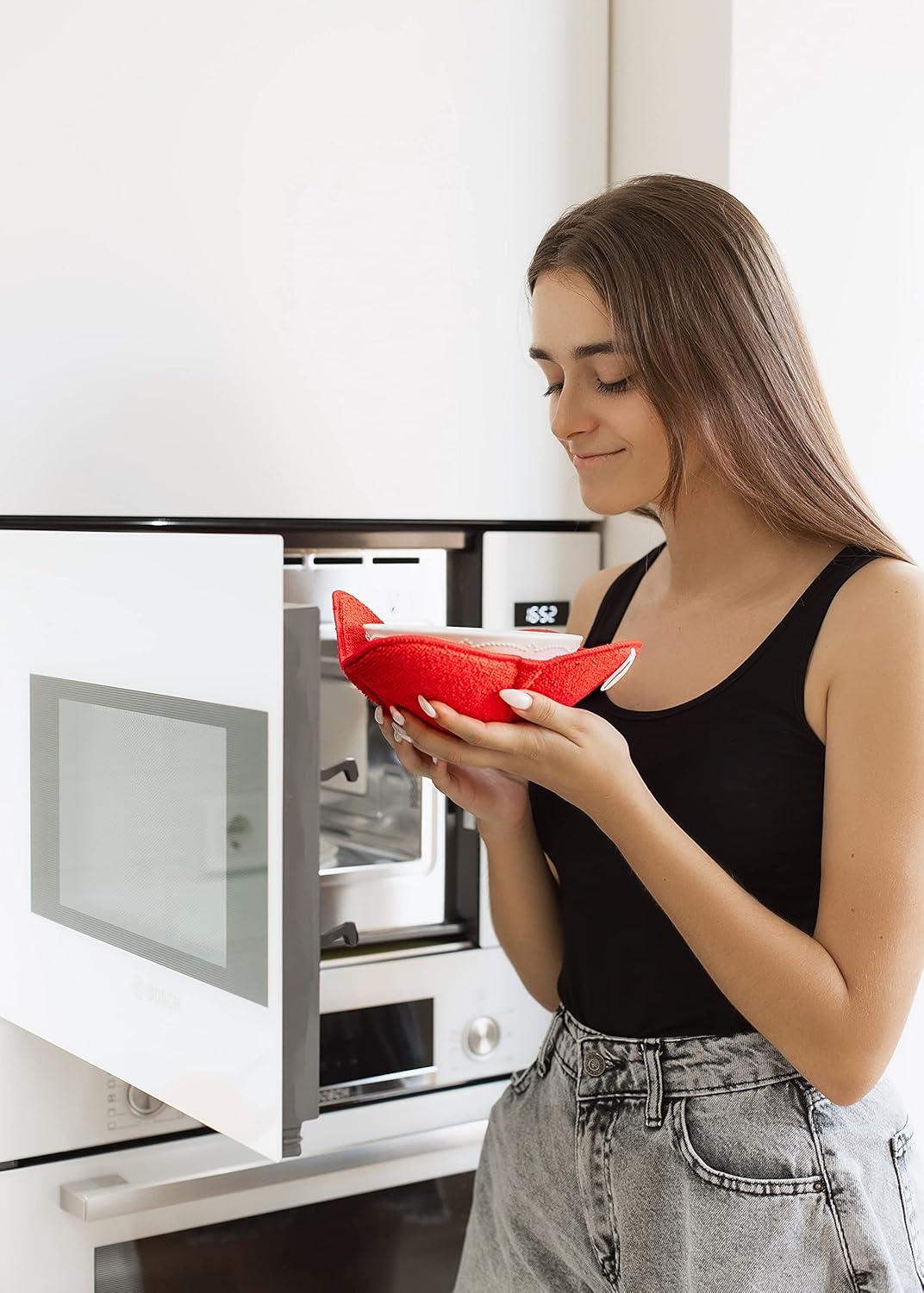 Sheff Microwave Bowl Cozy Holders Set of 4 - Durable and Reliable for Hot and Cold Plates and Dishes - Ideal Household Gift (Blue)