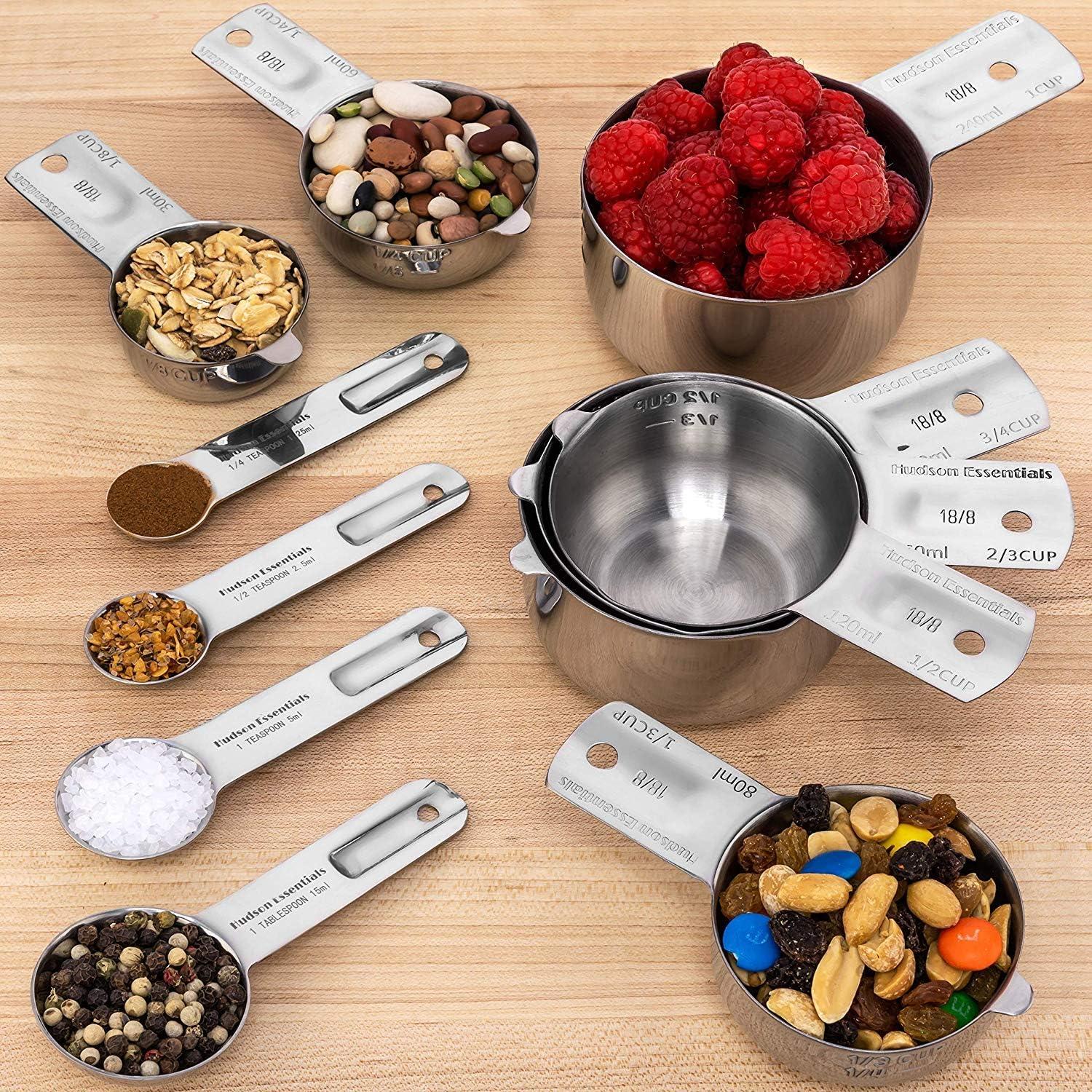 Stainless Steel Stackable Measuring Cups and Spoons Set