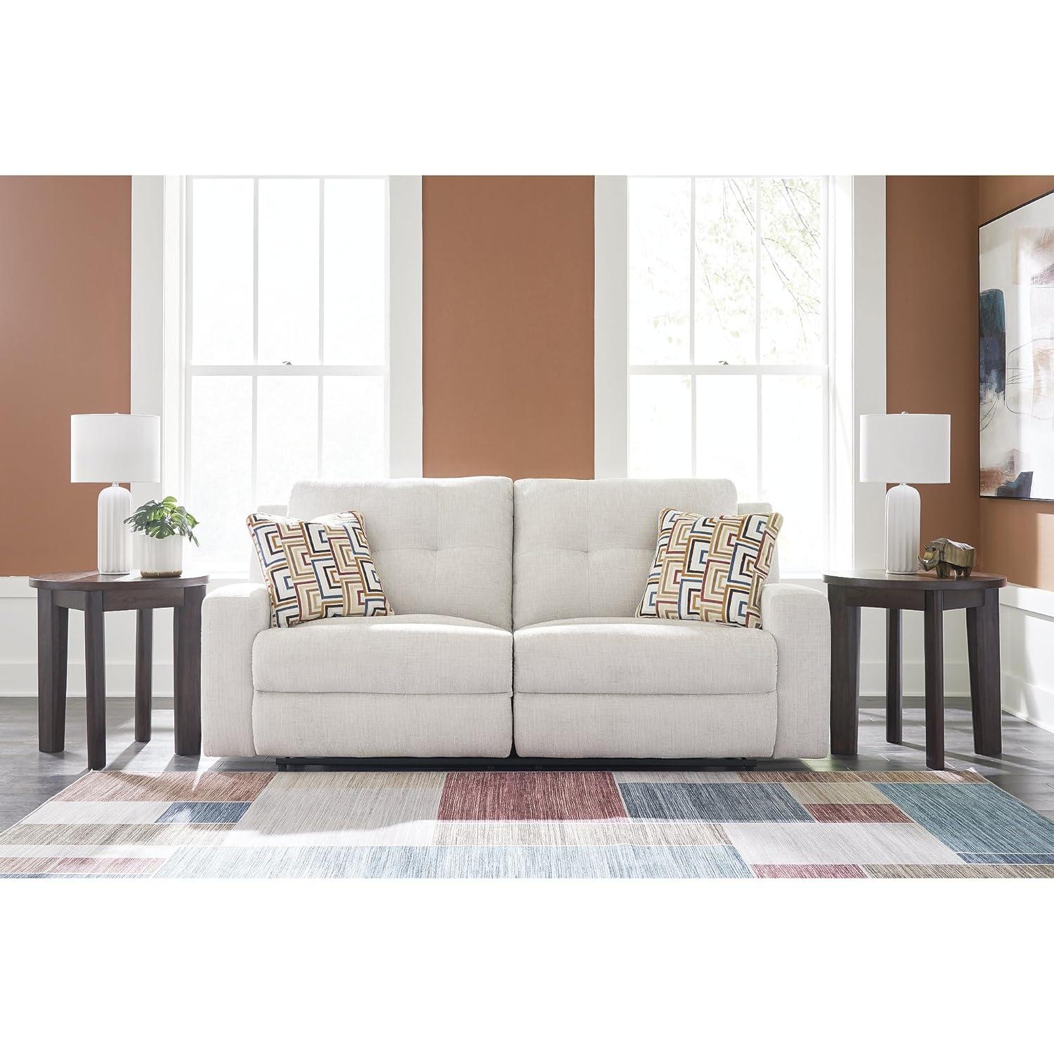 Stone Gray Tufted Fabric Manual Reclining Sofa with Track Arms