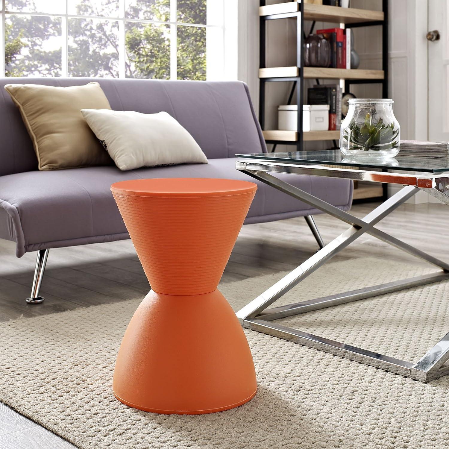 Haste 17" Orange Polypropylene Storage Stool