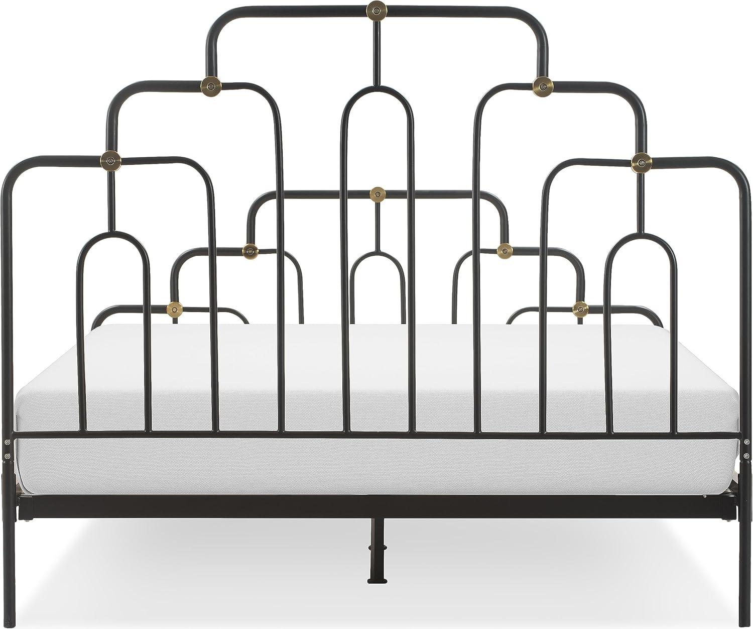 Elle Decor Astrid Modern Bed With Metal Headboard and Footboard