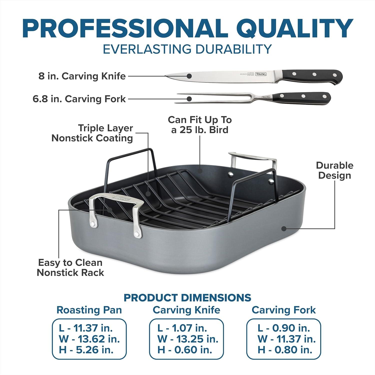 Viking ® 16" Non-Stick Roasting Pan with Rack and Carving Set