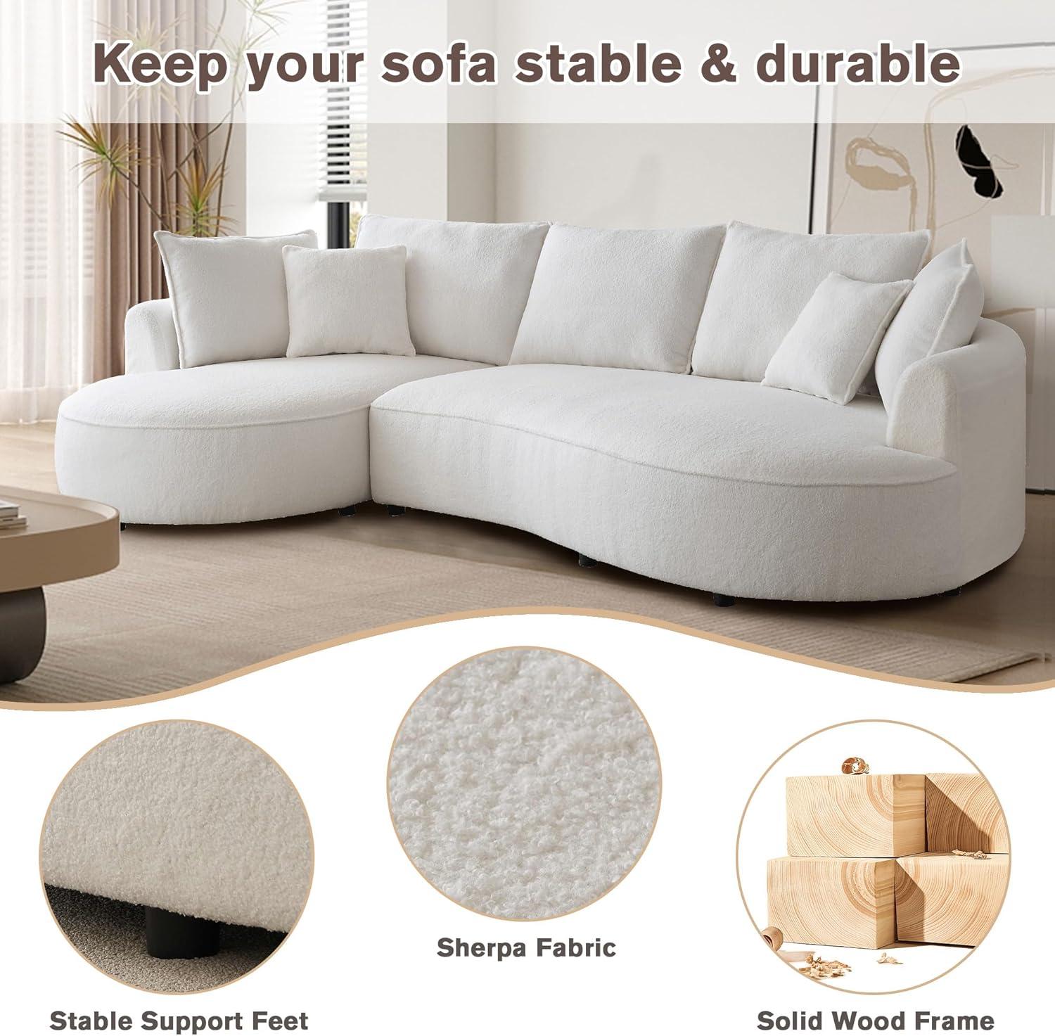 Excellent Future 122.8" Curved Sofa Modern Curved Couch Living Room Modular Sectional Sofa