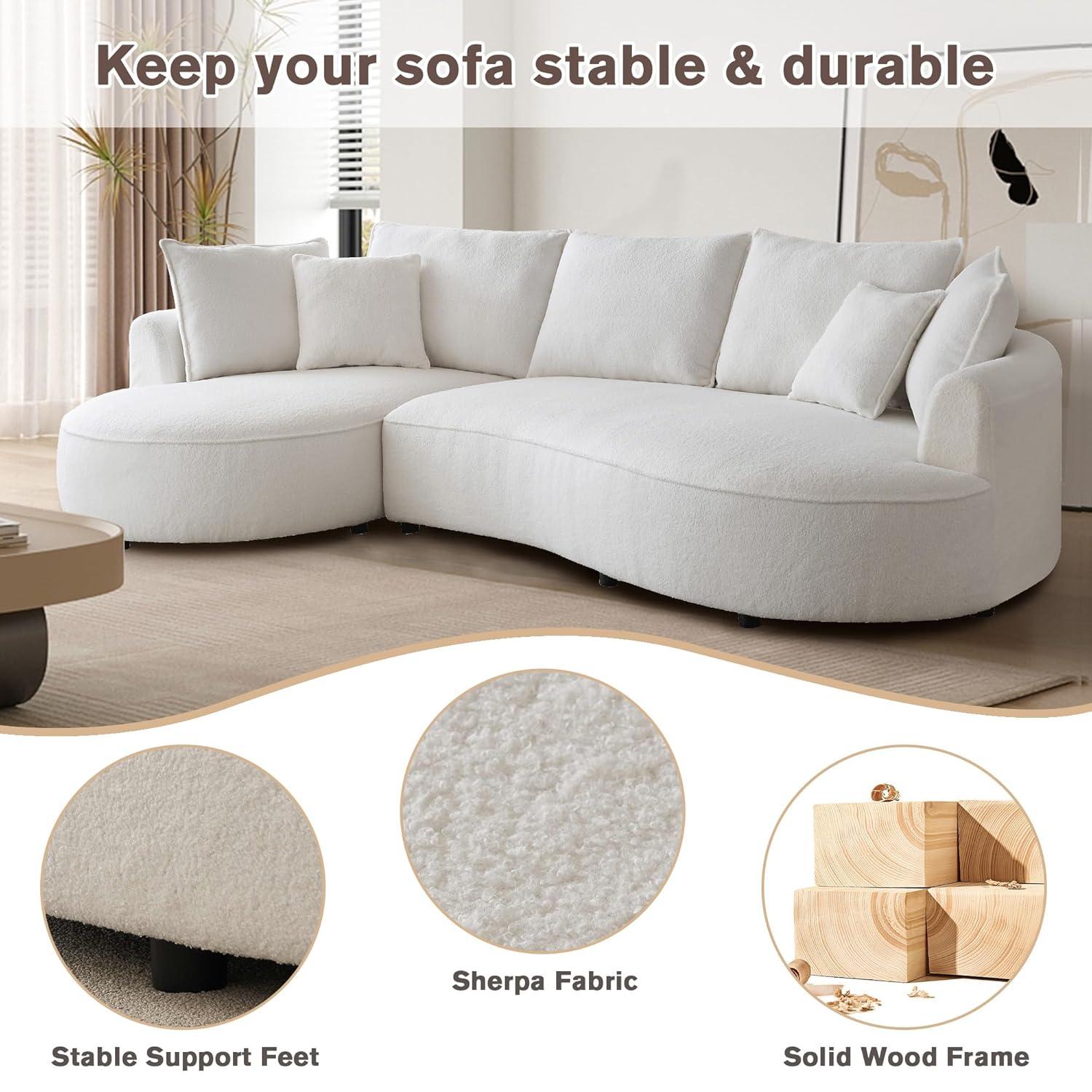 Excellent Future 122.8" Curved Sofa Modern Curved Couch Living Room Modular Sectional Sofa