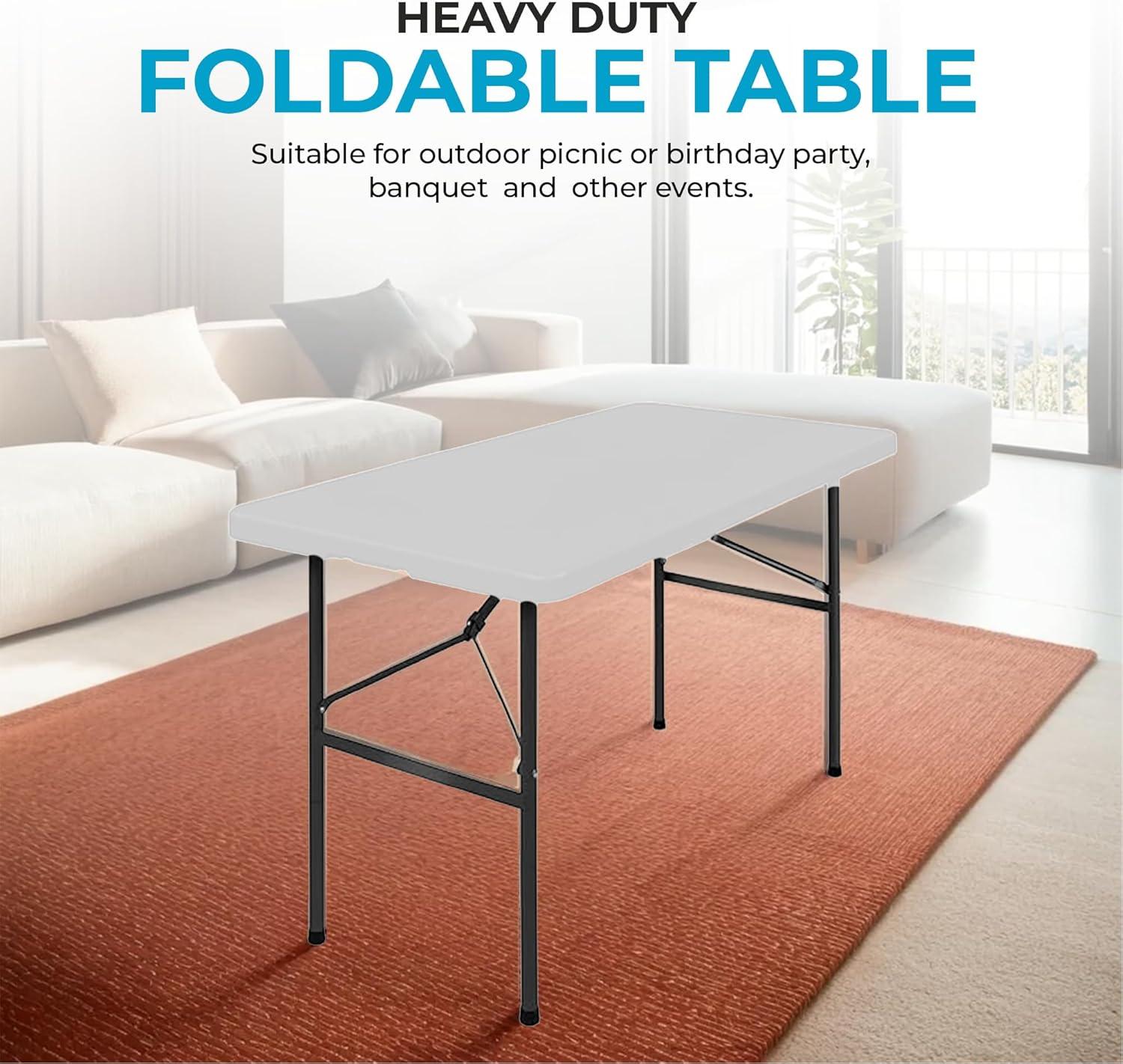 Simpli Magic Portable Folding Table Foldable Outdoor Table for Picnics, Parties, & Camping, 4 ft