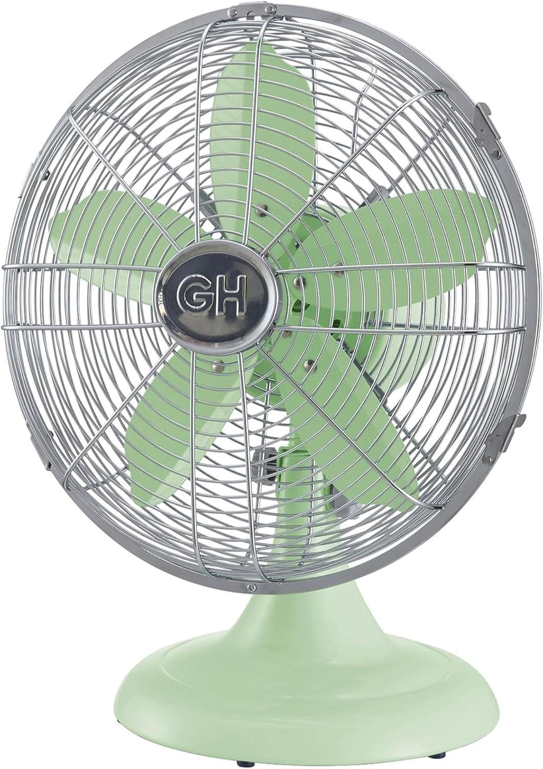 Good Housekeeping Good Housekeeping's All-Metal Retro 3-Speed 12" Oscillating Office Desk Table Fan (Multiple Finishes Available)