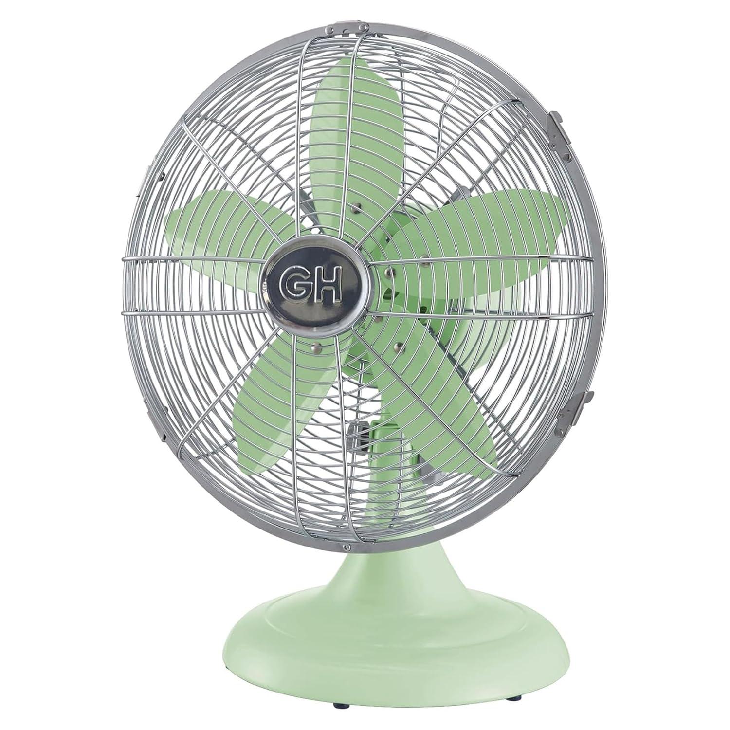 Good Housekeeping Good Housekeeping's All-Metal Retro 3-Speed 12" Oscillating Office Desk Table Fan (Multiple Finishes Available)