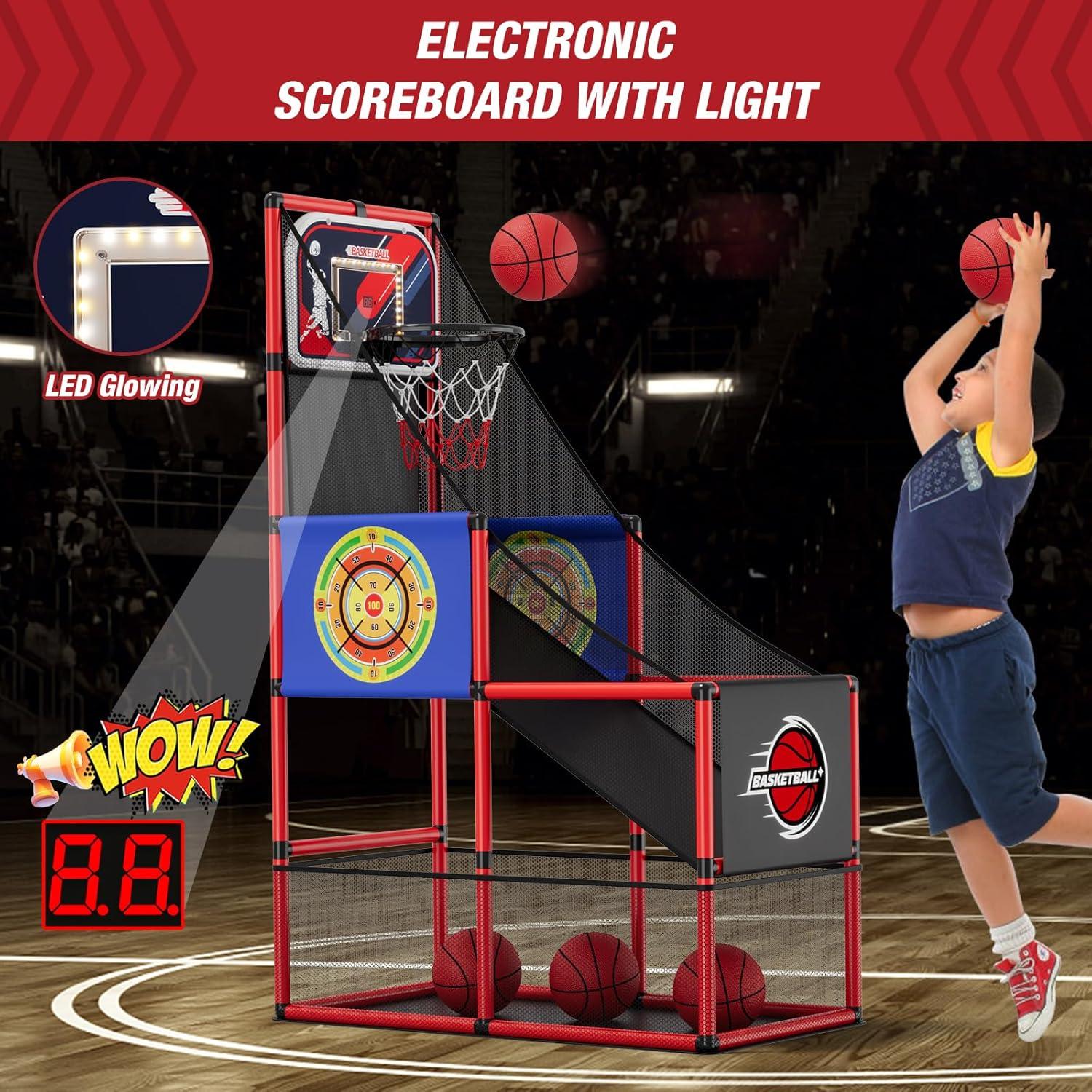 Adjustable Height Indoor Outdoor Basketball Arcade Game Set