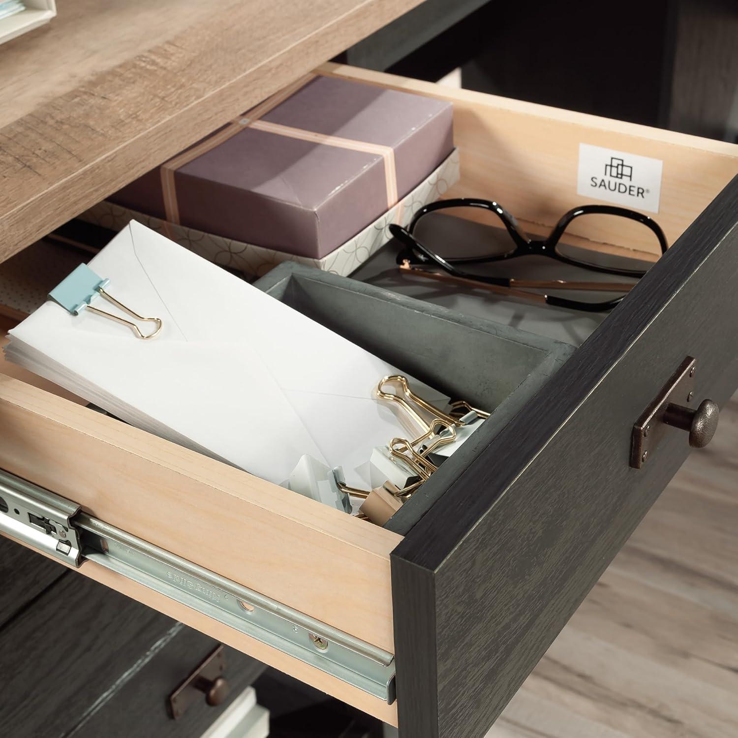 Sauder Cottage Road L-Shape Desk, Raven Oak Finish