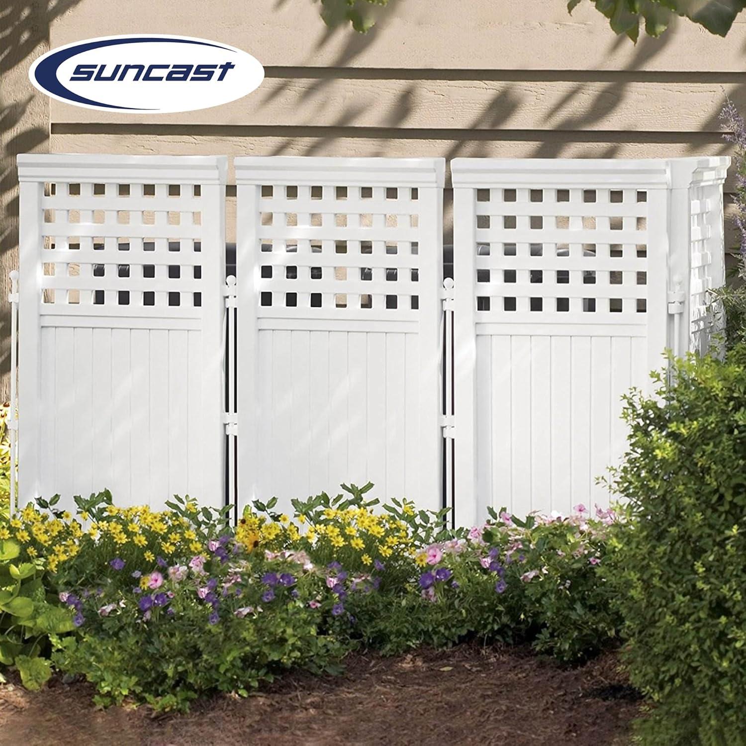 Suncast FS4423D Outdoor Patio 4 Panel Screen Enclosure Gated Fence, Plastic, White, 44 in H x 24 in D